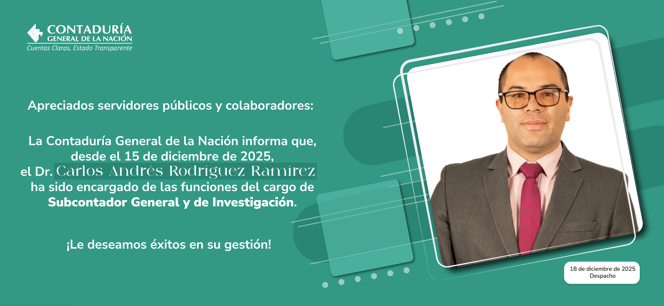 Encargo de las funciones del cargo de Subcontador General y de Investigación