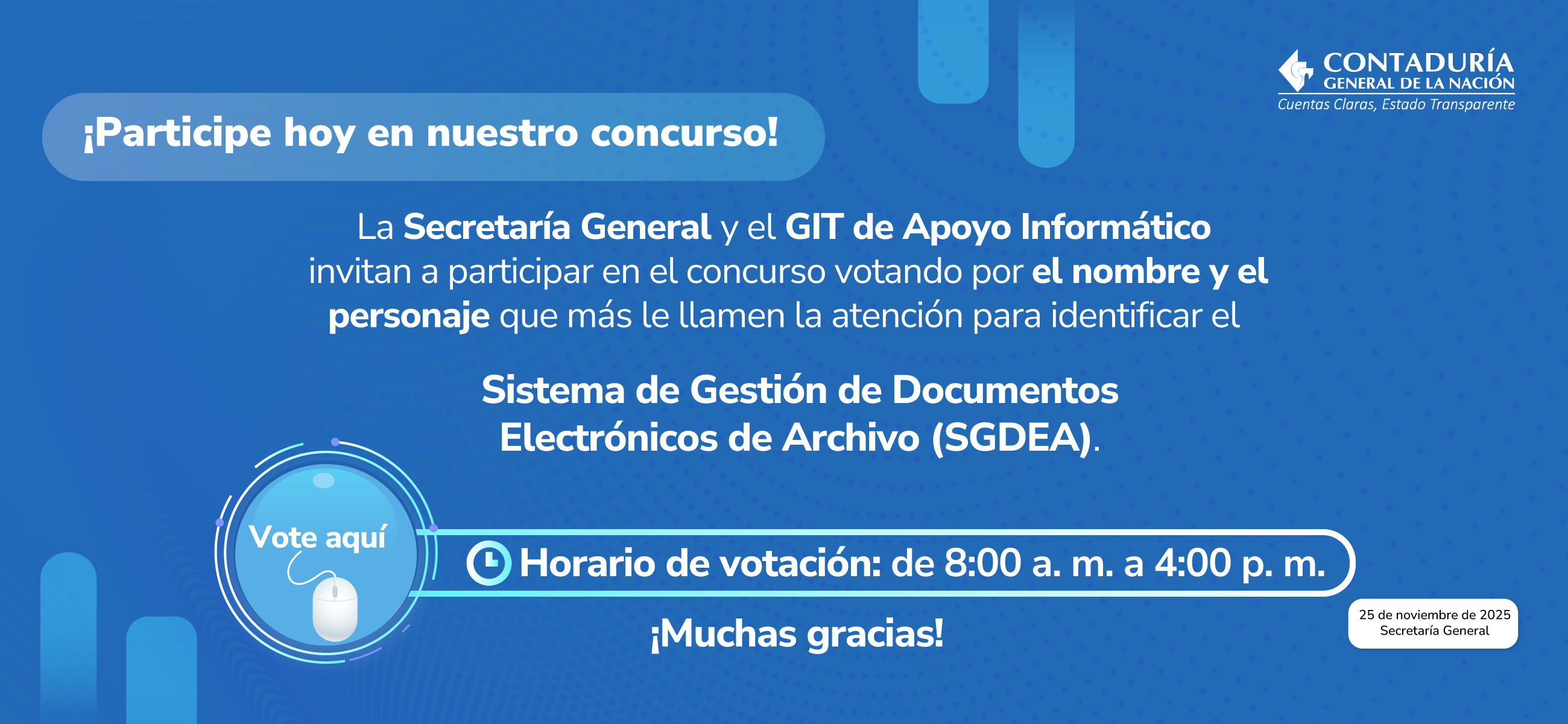 ¡Concurso interno! Llegó la hora de darle un nombre y un personaje al nuevo SGDEA