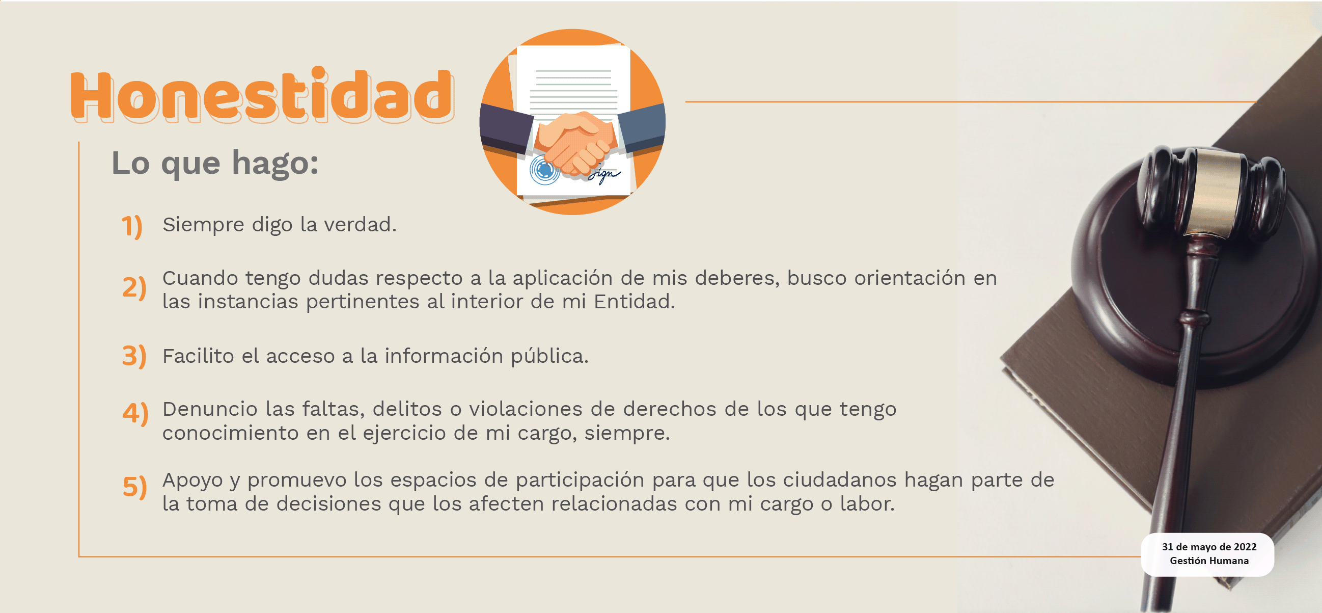 Honestidad, lo que hago