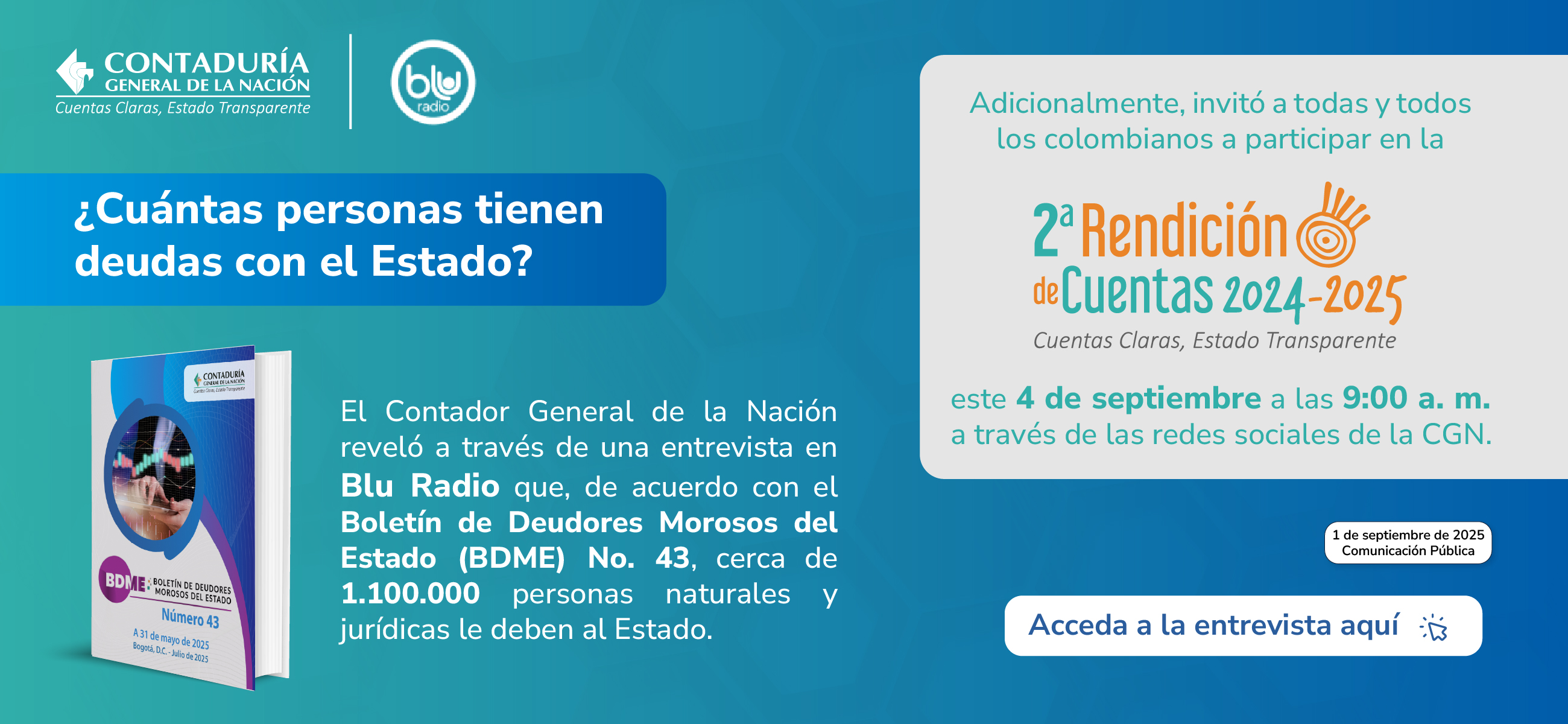 El BDME explicado por el Contador General de la Nación: entrevista en Blu Radio