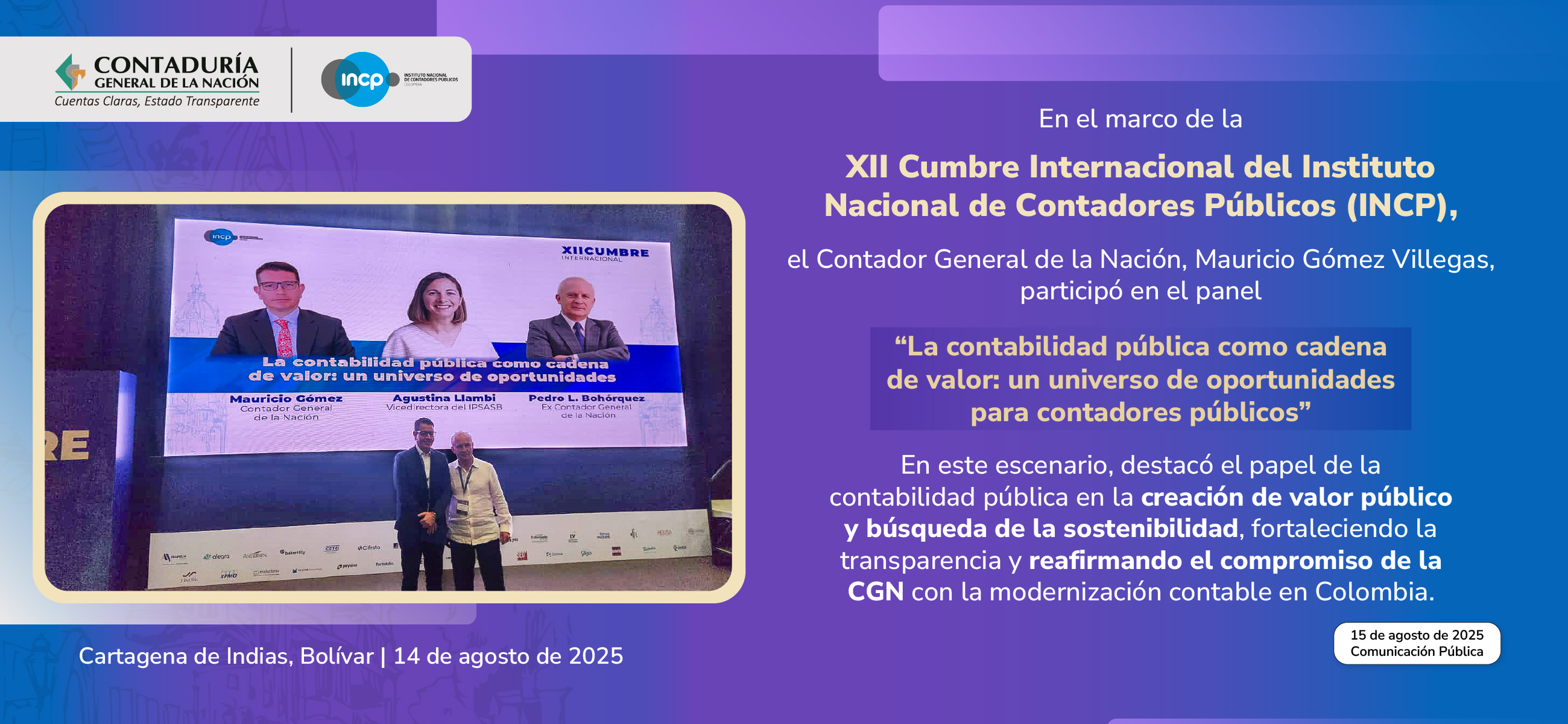 Participación del Contador General de la Nación en la XII Cumbre Internacional del INCP
