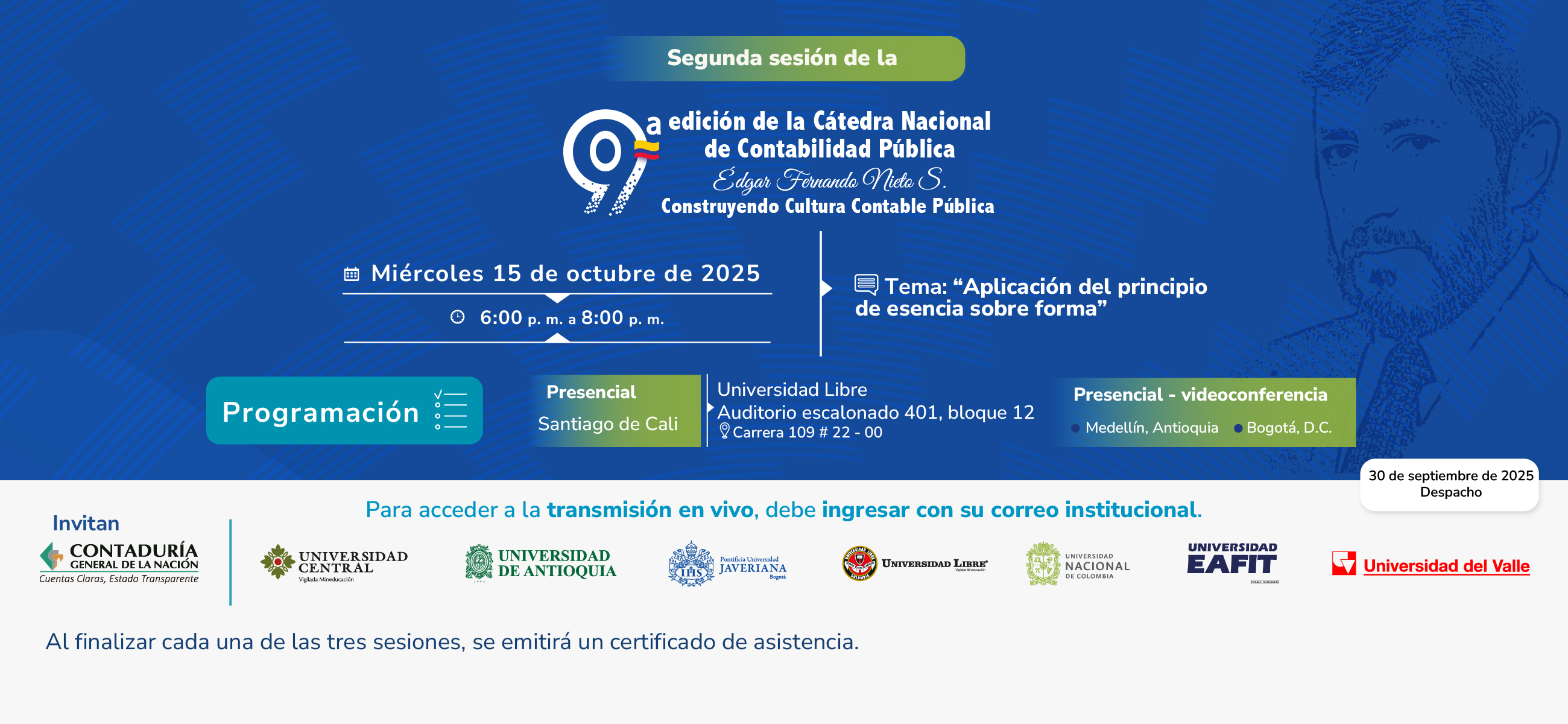 ¡Inscríbase ahora! Segunda sesión de la Novena edición de la Cátedra Nacional de Contabilidad Pública