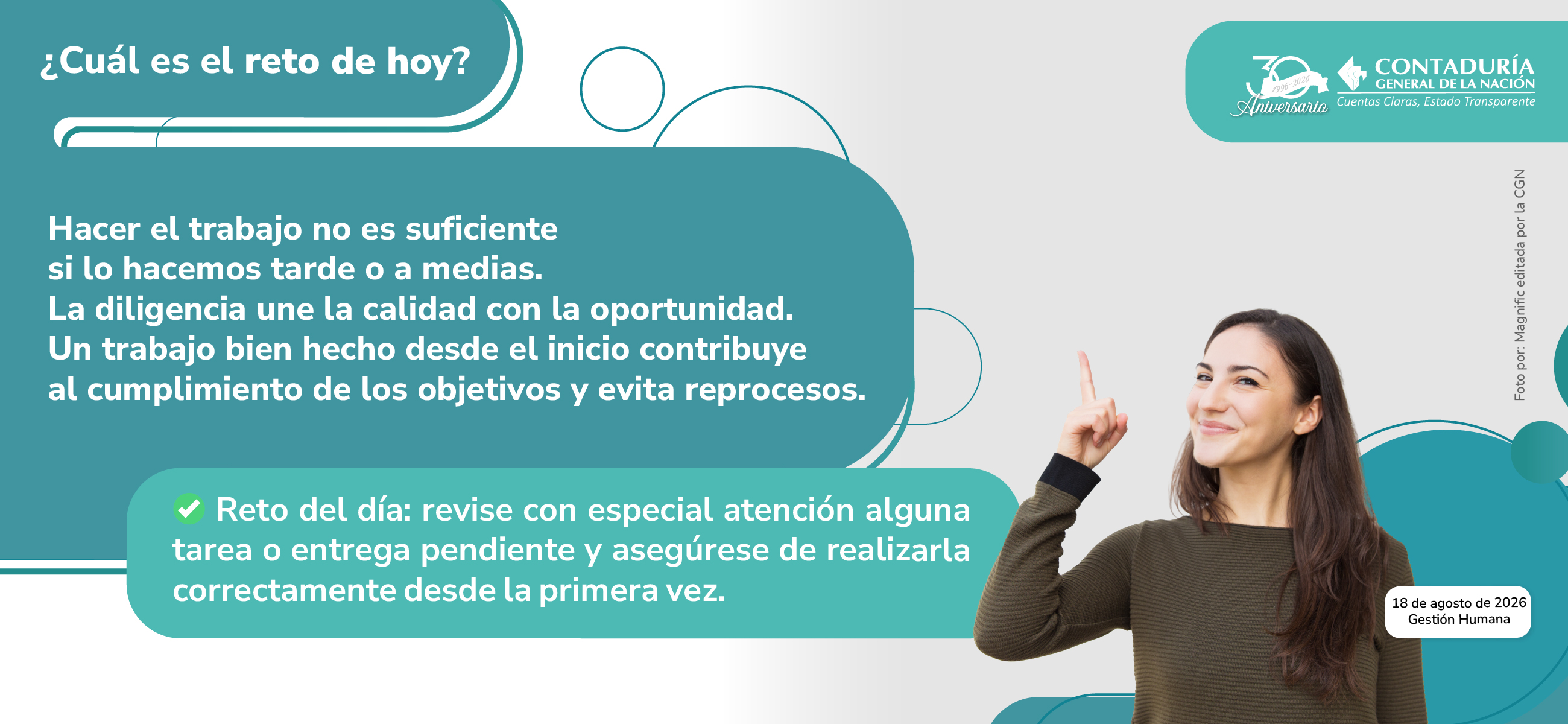 ¡Participe en el reto cotidiano del Código de Integridad de la CGN 2026! Cumplamos con diligencia