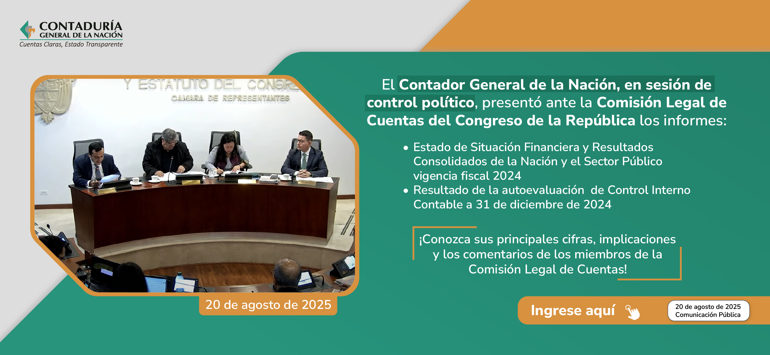 Acceda ahora a la presentación del Balance General de la Nación y el Balance de la Hacienda Pública ante la CLC
