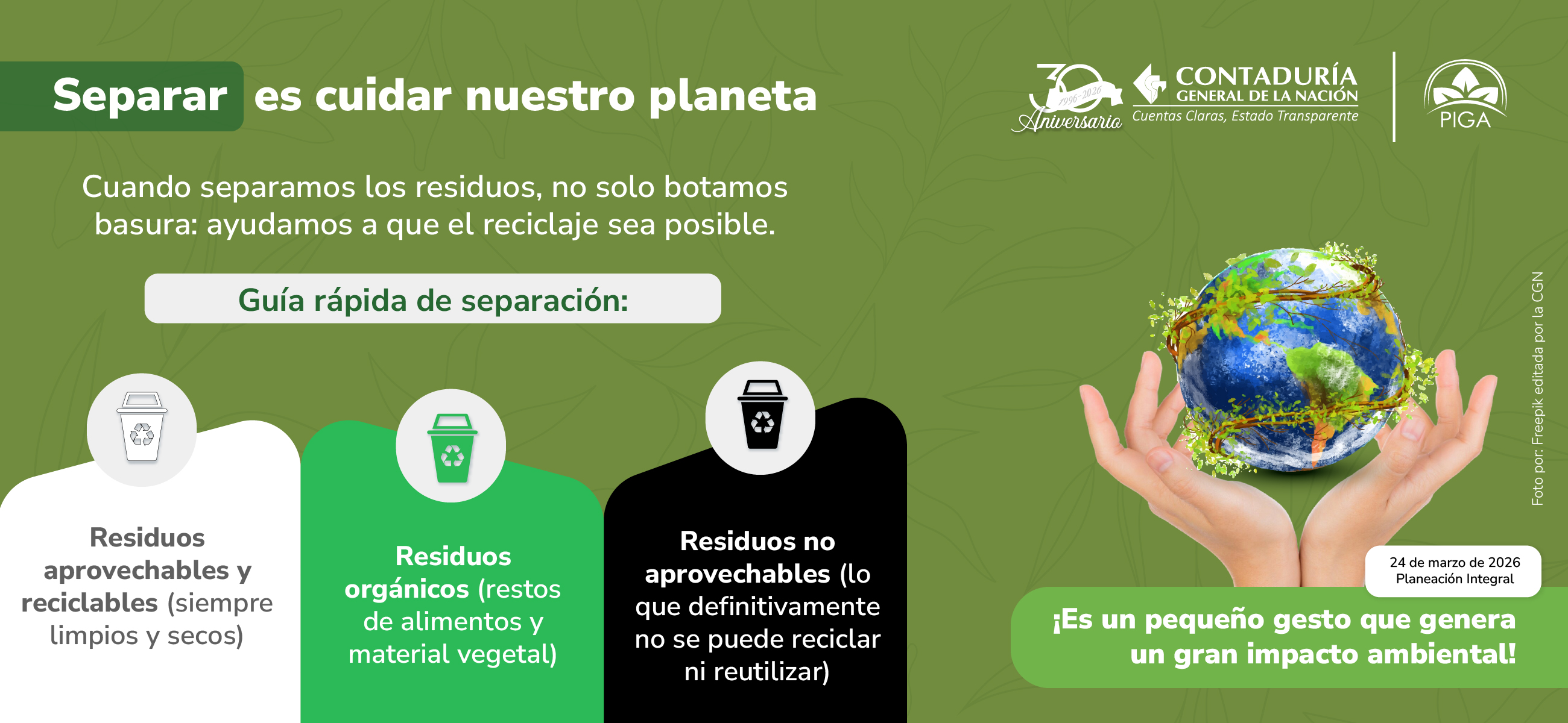 ¡Cuidemos nuestro planeta! Recordemos la correcta disposición de los residuos sólidos