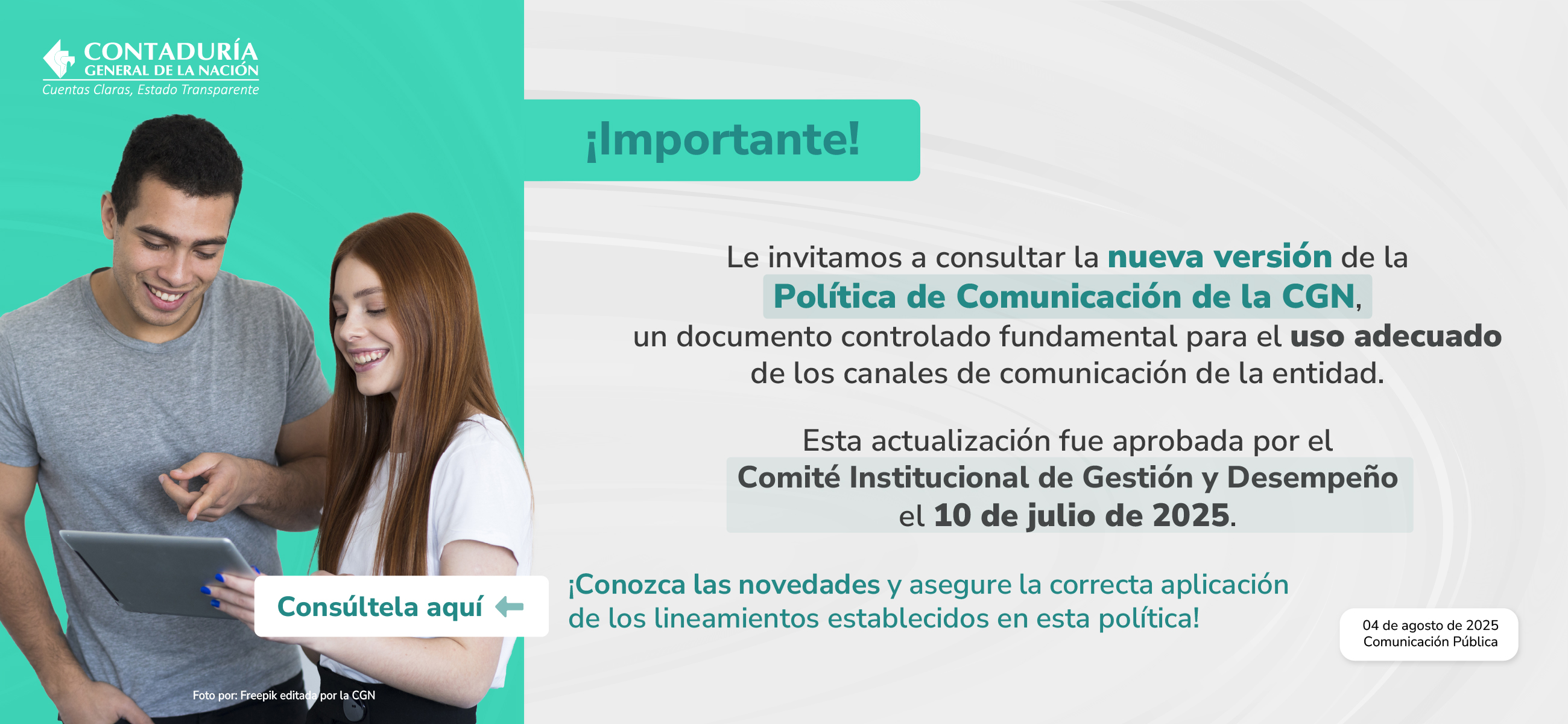 ¡Manténgase actualizado! Nueva versión de la Política de Comunicación CGN