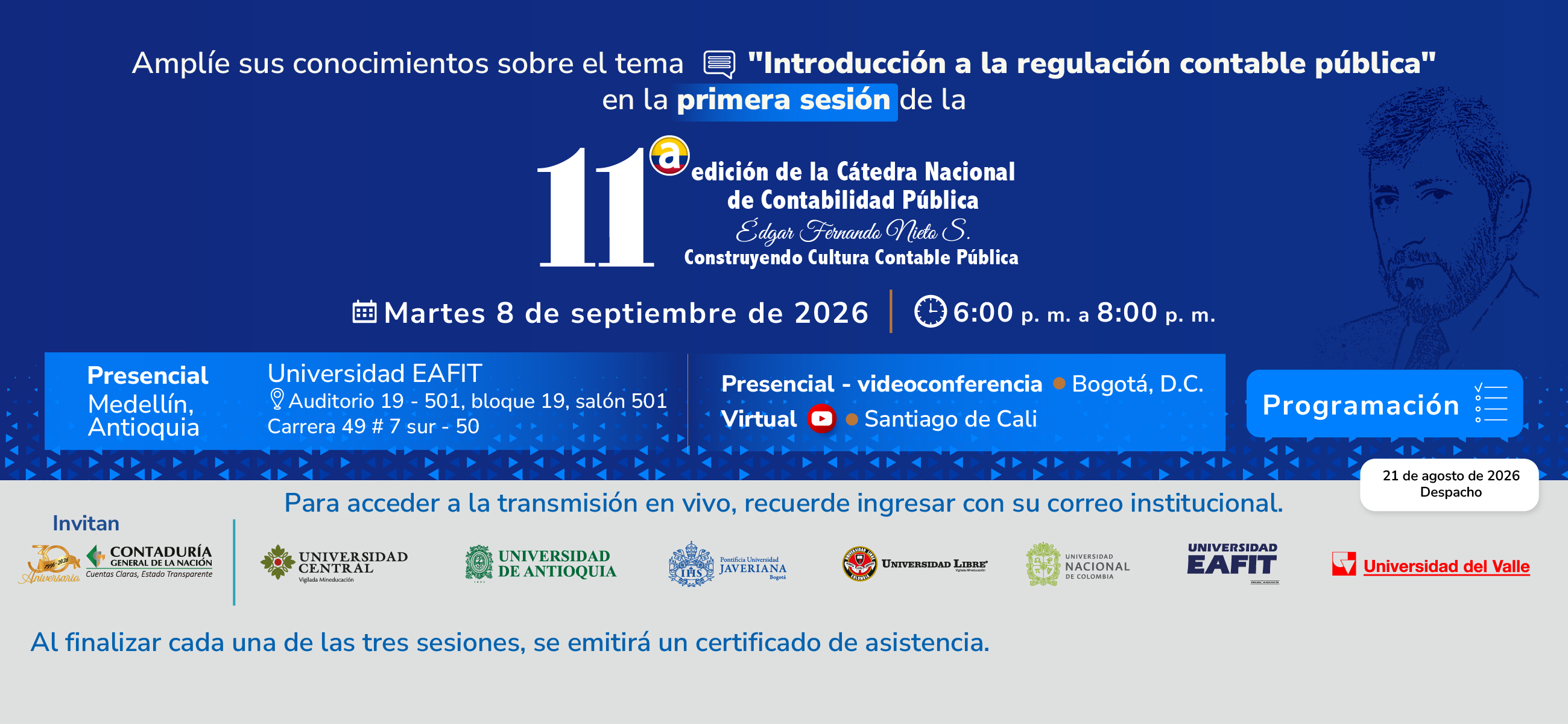 ¡Próximamente! Primera sesión de la 11ª edición de la Cátedra Nacional de Contabilidad Pública