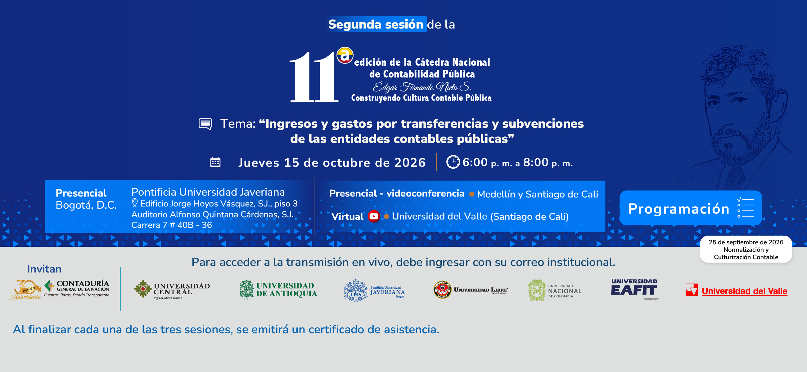 ¡Inscríbase ahora! Segunda sesión de la 11ª edición de la Cátedra Nacional de Contabilidad Pública
