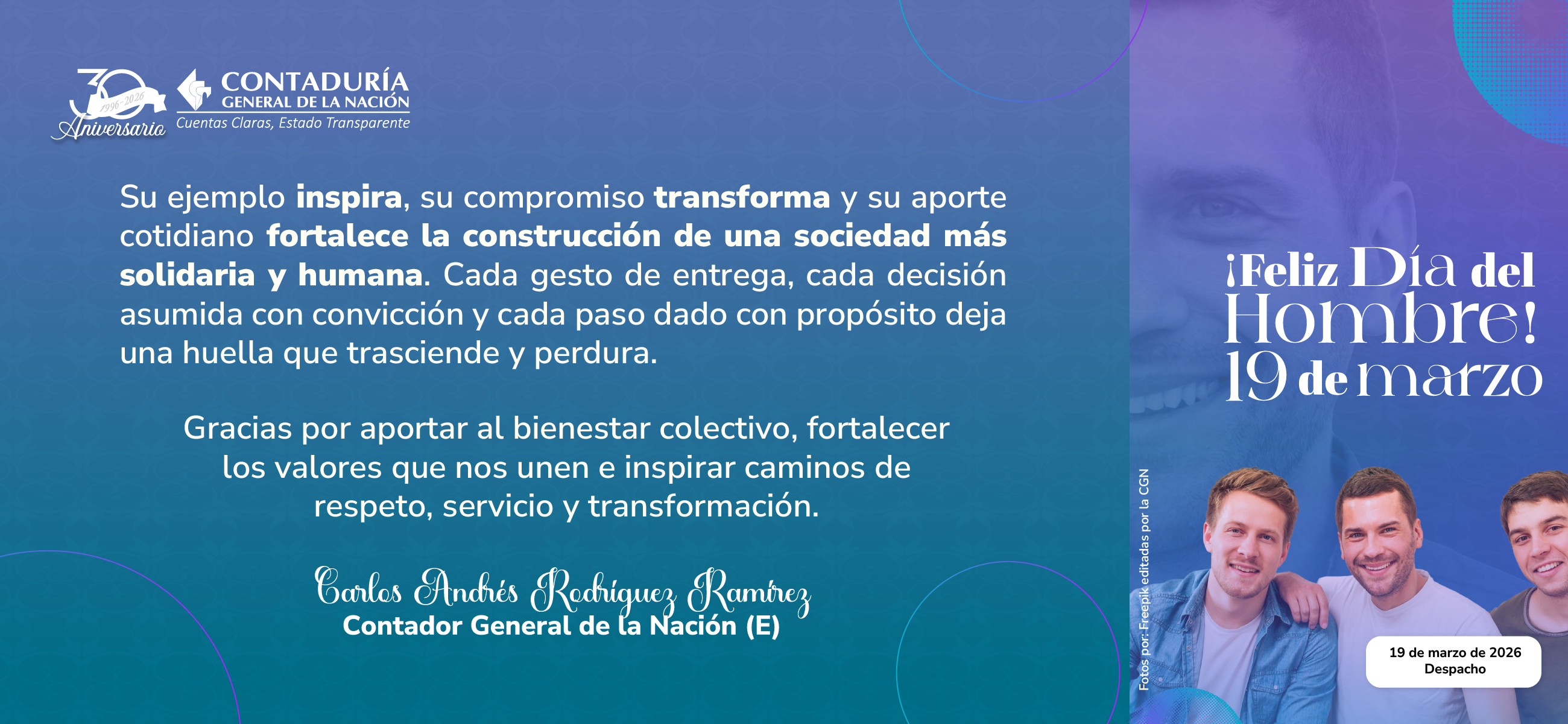 Feliz Día del Hombre les desea el Contador General de la Nación (E)