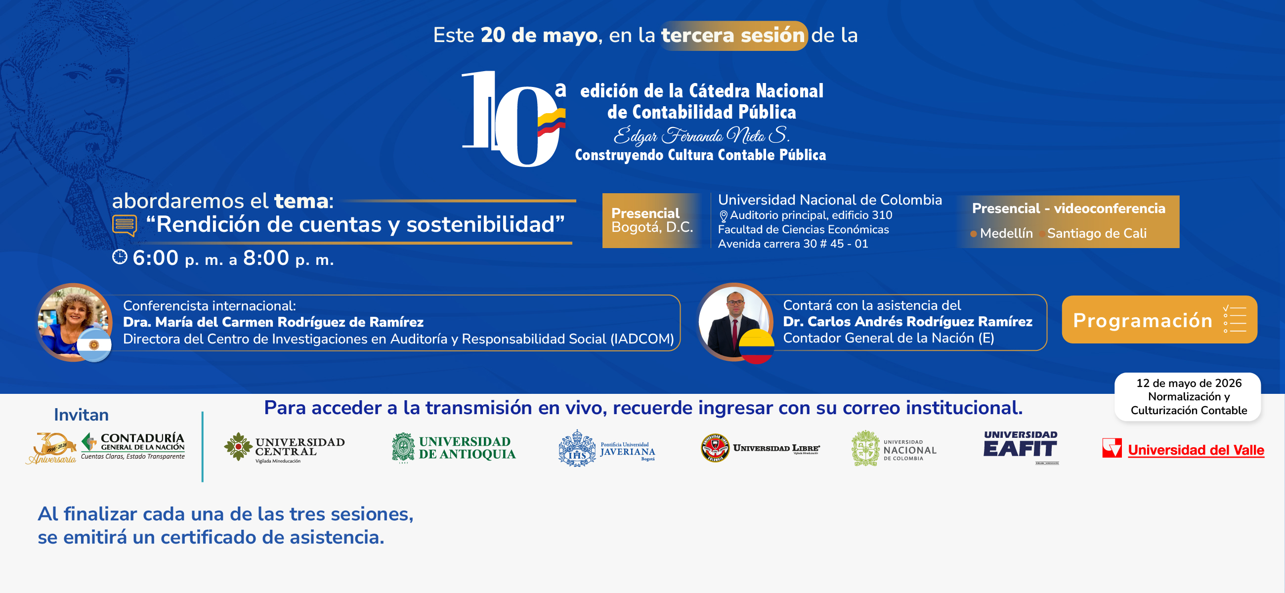 Inscríbase a la tercera sesión de la 10ª edición de la Cátedra Nacional de Contabilidad Pública