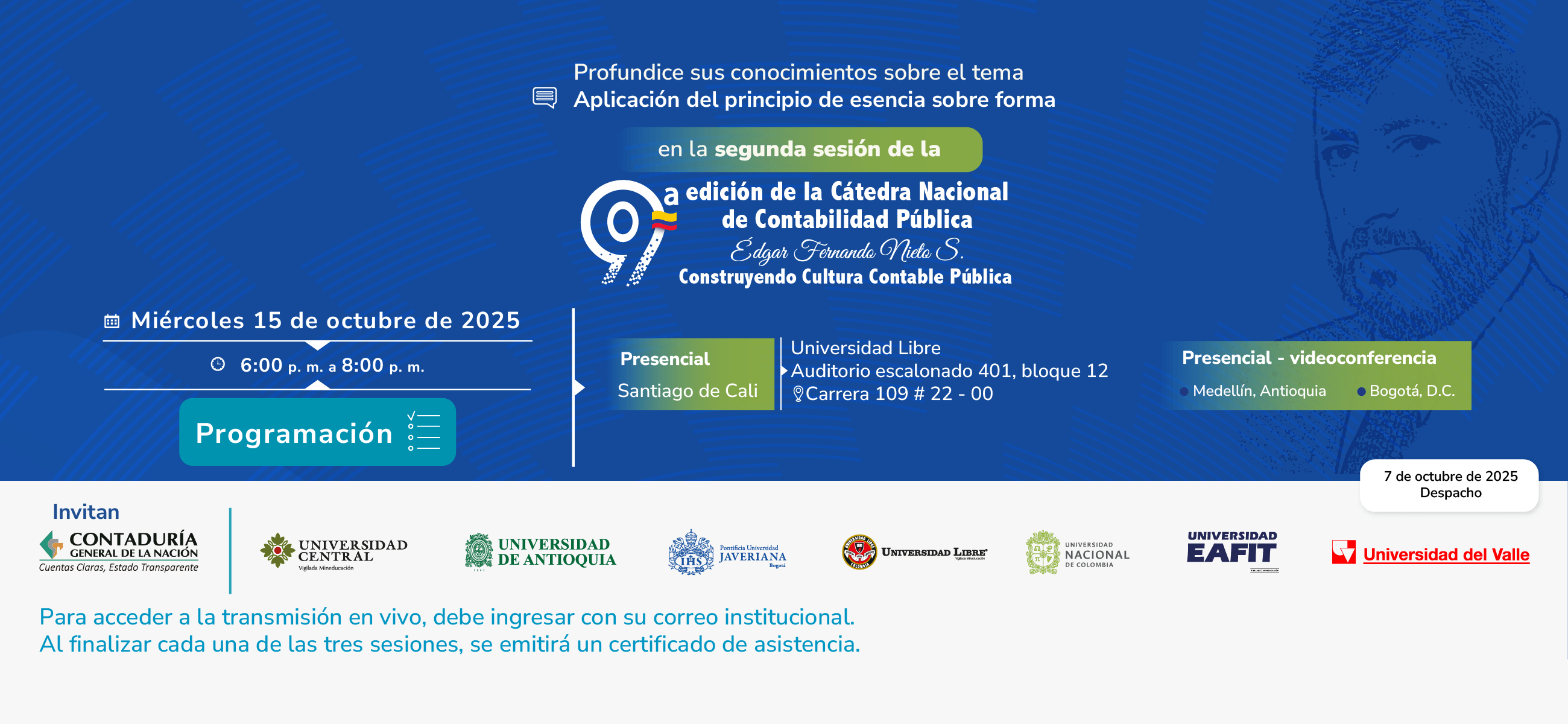 Prográmese para participar en la segunda sesión de la Novena edición de la Cátedra Nacional de Contabilidad Pública
