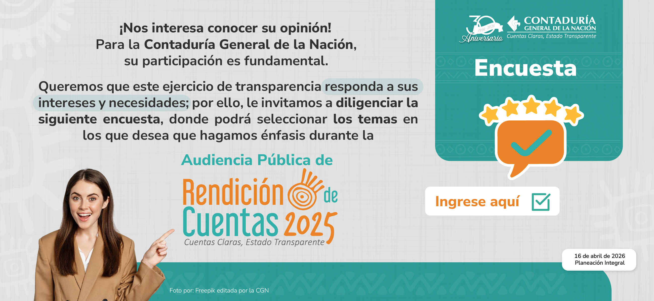 ¡Su opinión cuenta! Ayúdenos a definir los temas de nuestra Rendición de Cuentas 2025