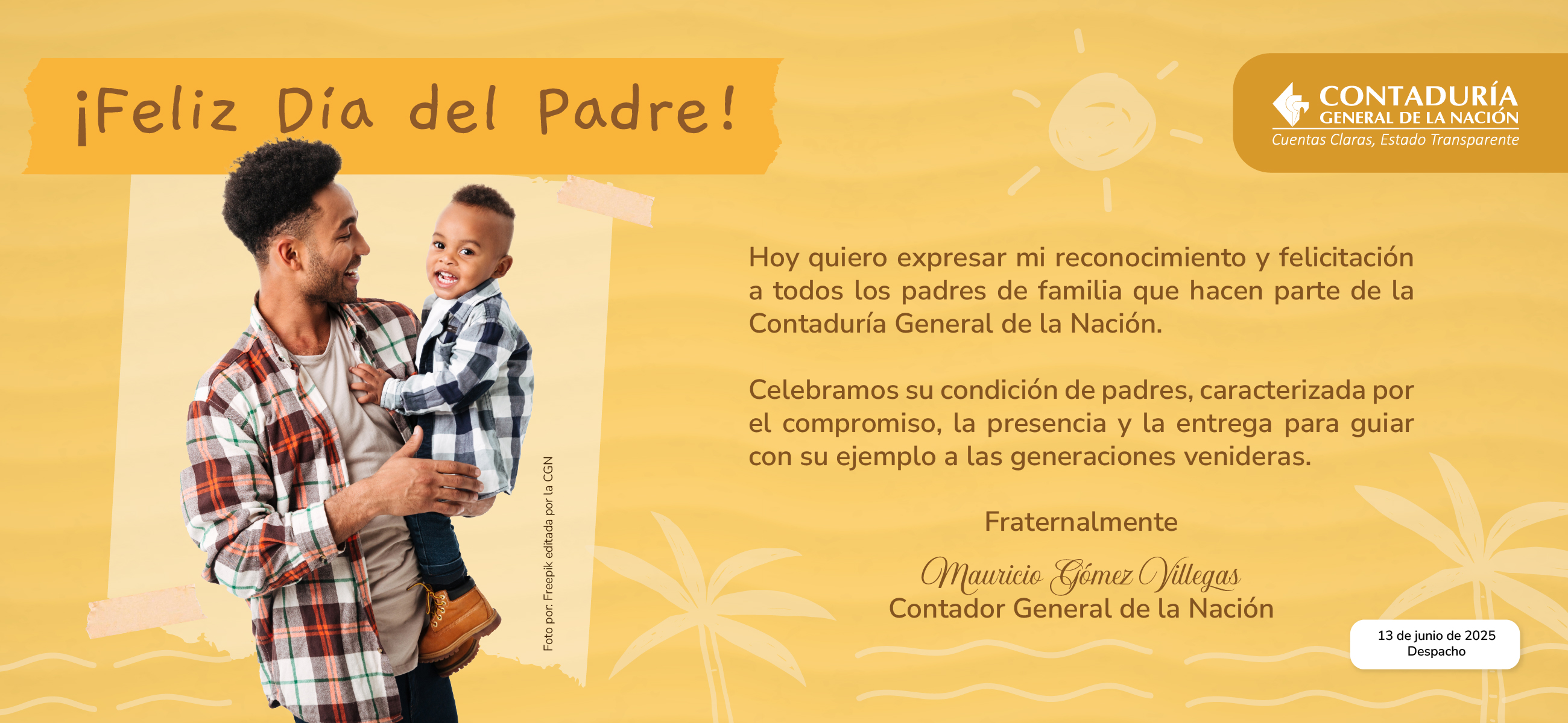 ¡Feliz Día del Padre! Mensaje del Contador General de la Nación