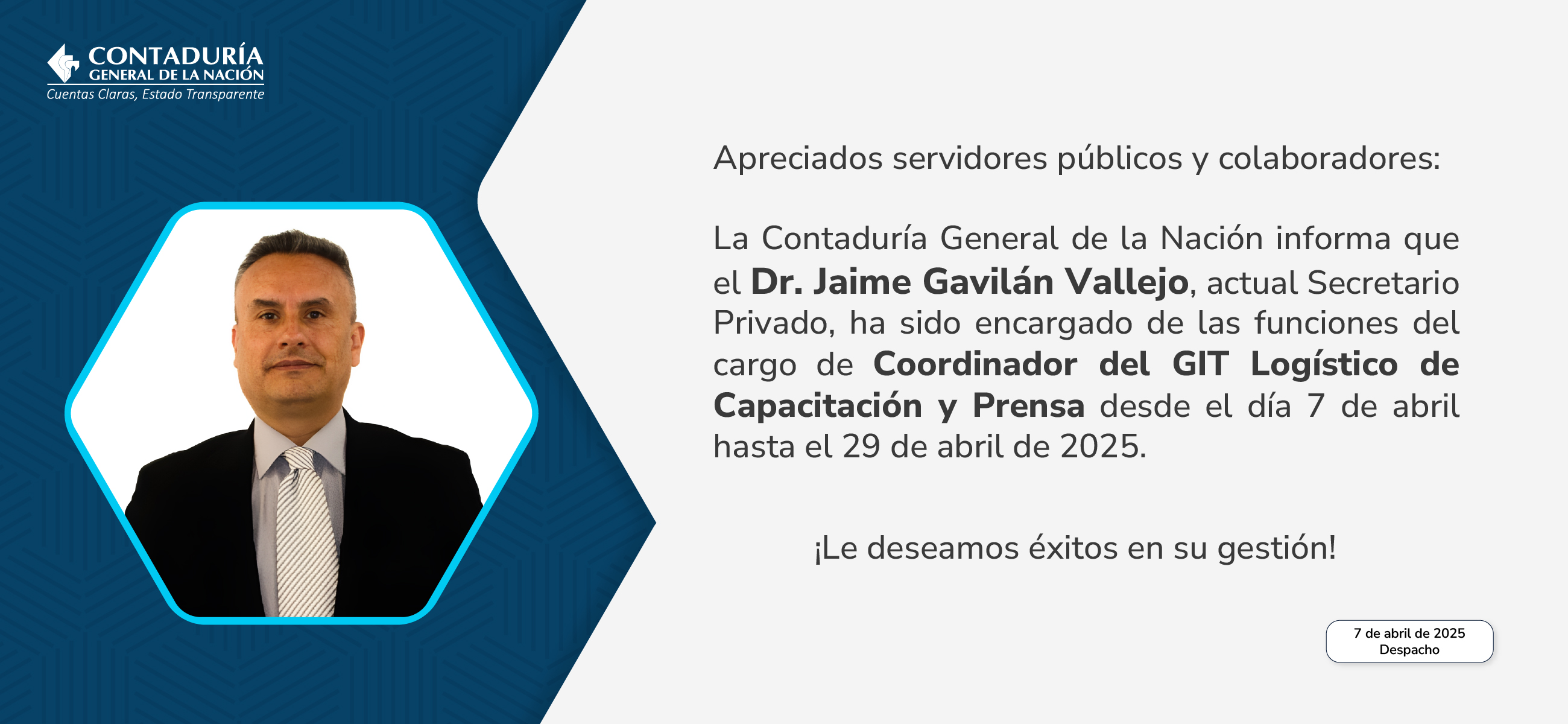 Encargo de las funciones de Coordinador del GIT Logístico de Capacitación y Prensa