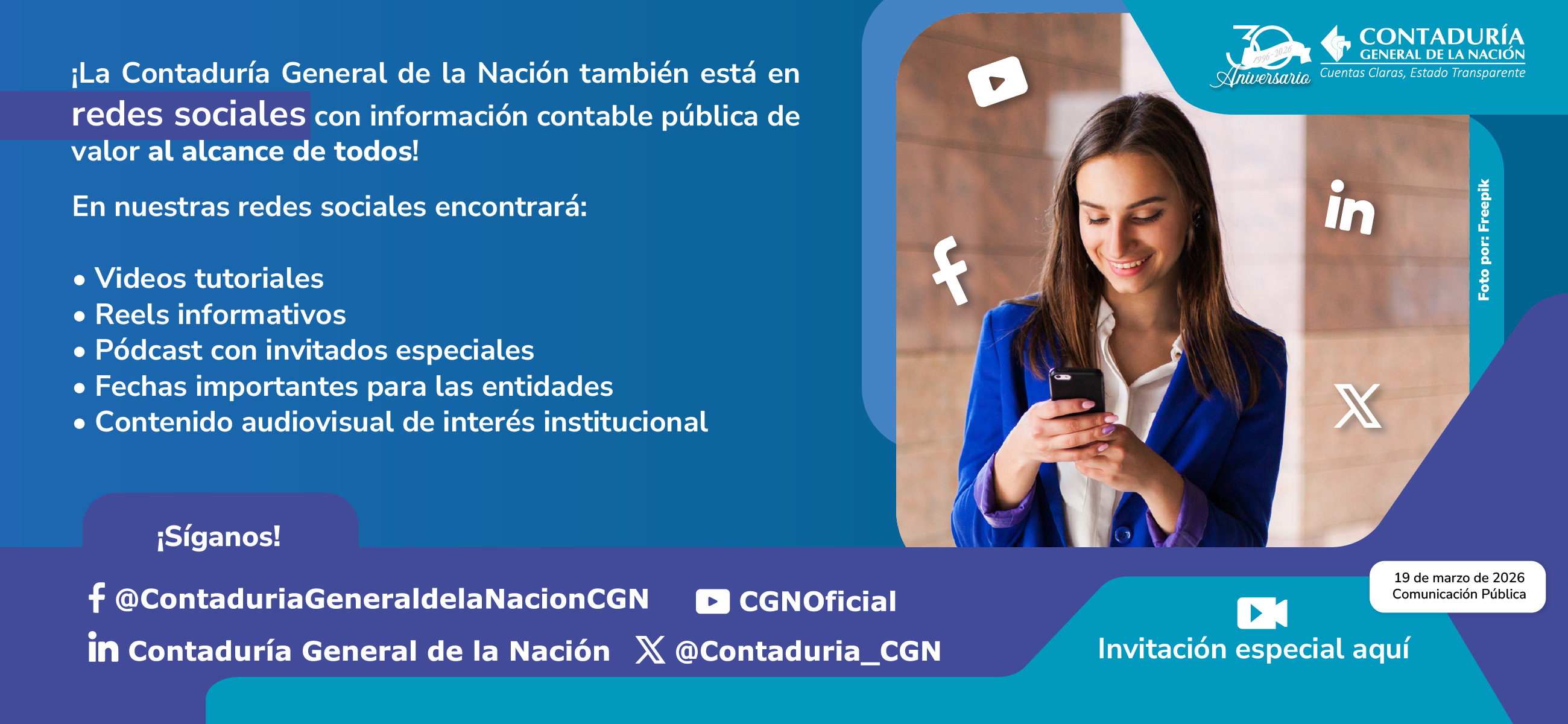 Información contable pública a un clic: conozca nuestras redes sociales