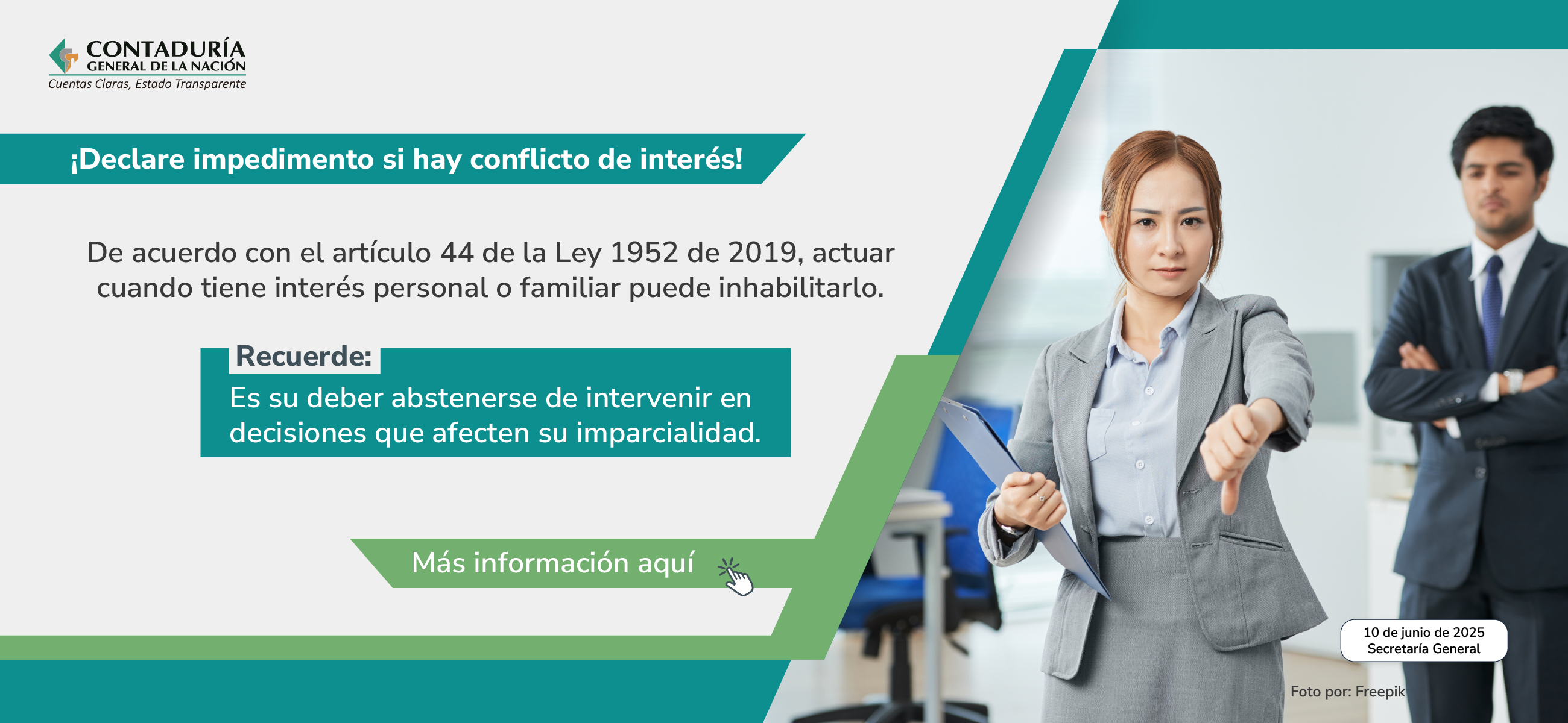 ¡No participe en decisiones si tiene conflicto de interés!