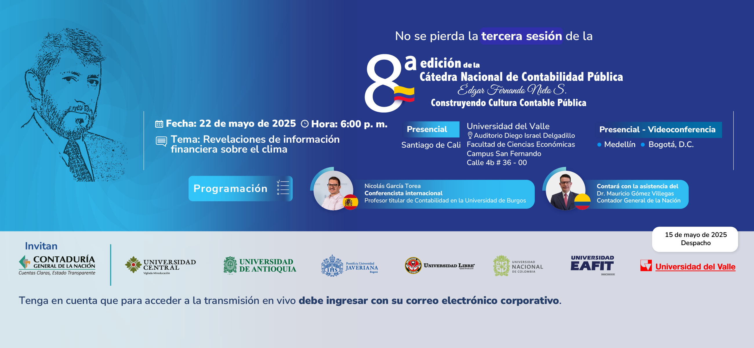 Acompáñenos en la tercera sesión de la Octava edición de la Cátedra Nacional de Contabilidad Pública