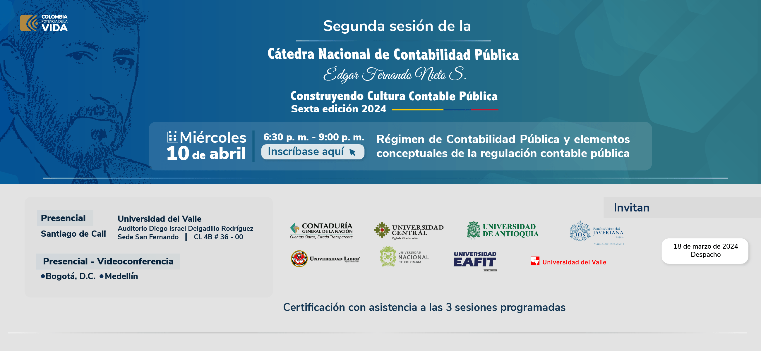 Participe en la segunda sesión de la Cátedra Nacional de Contabilidad Pública Édgar Fernando Nieto Sánchez