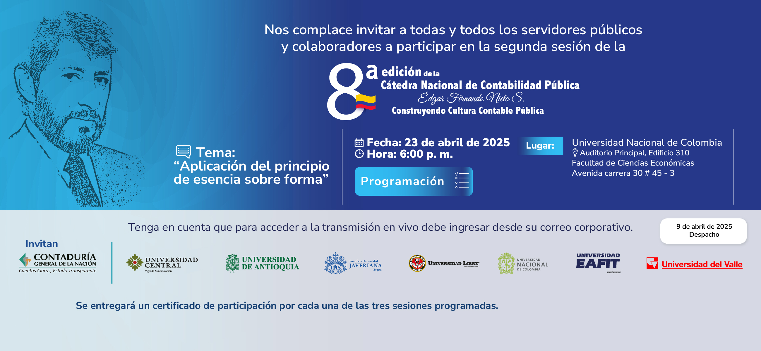 ¡Acompáñenos este 23 de abril en la segunda sesión de la Octava edición de la Cátedra Nacional de Contabilidad Pública!