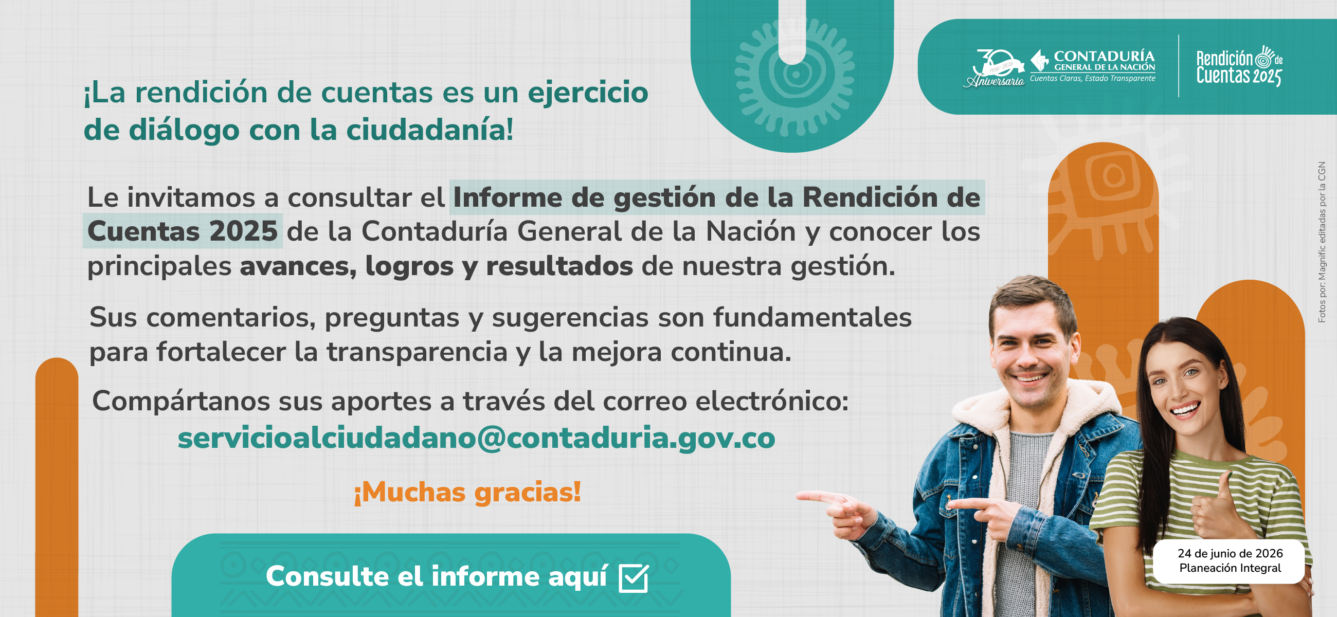 ¡Su participación cuenta! Conozca el Informe de gestión de la Rendición de Cuentas 2025 de la CGN y compártanos sus opiniones