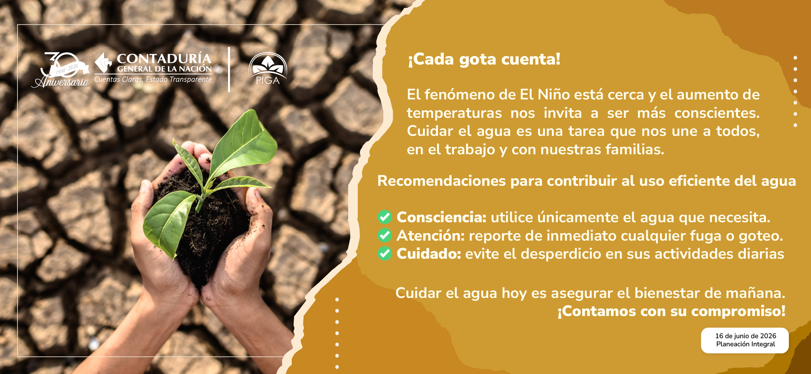 ¡El fenómeno de El Niño se aproxima! Hagamos un uso eficiente del agua