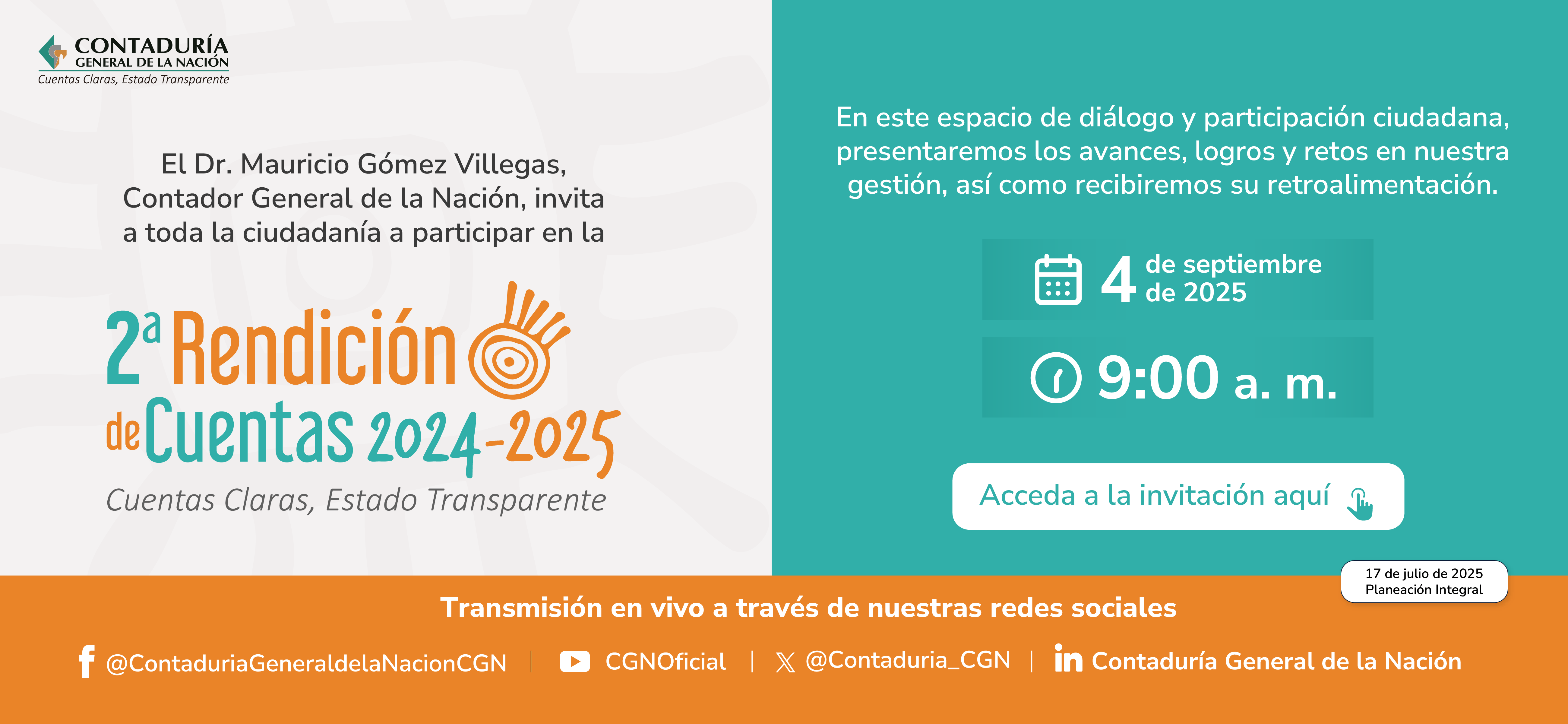 Partícipe en la 2ª Rendición de Cuentas 2024-2025 de la CGN
