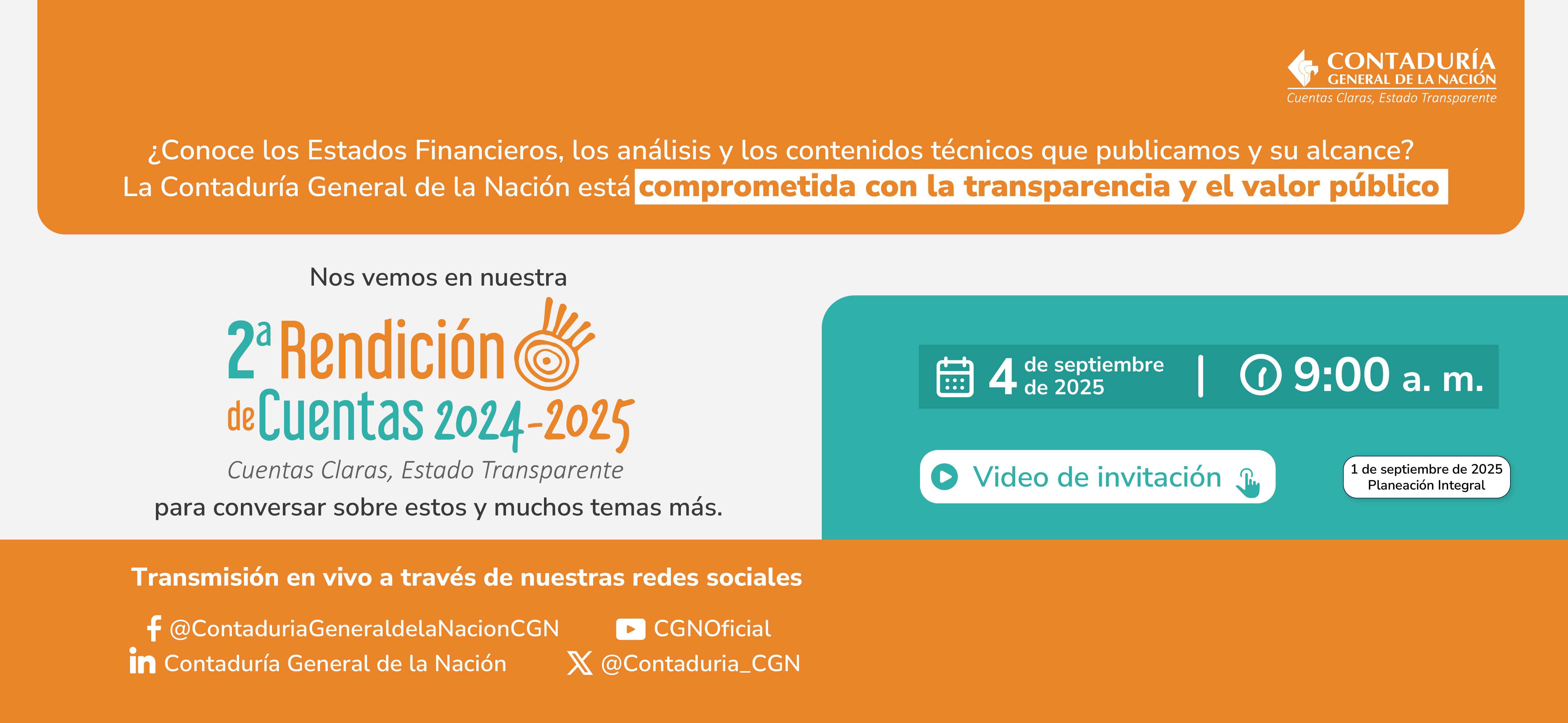 2ª Audiencia Pública de Rendición de Cuentas de la CGN 2024-2025: Estados Financieros, análisis y compromiso con la transparencia