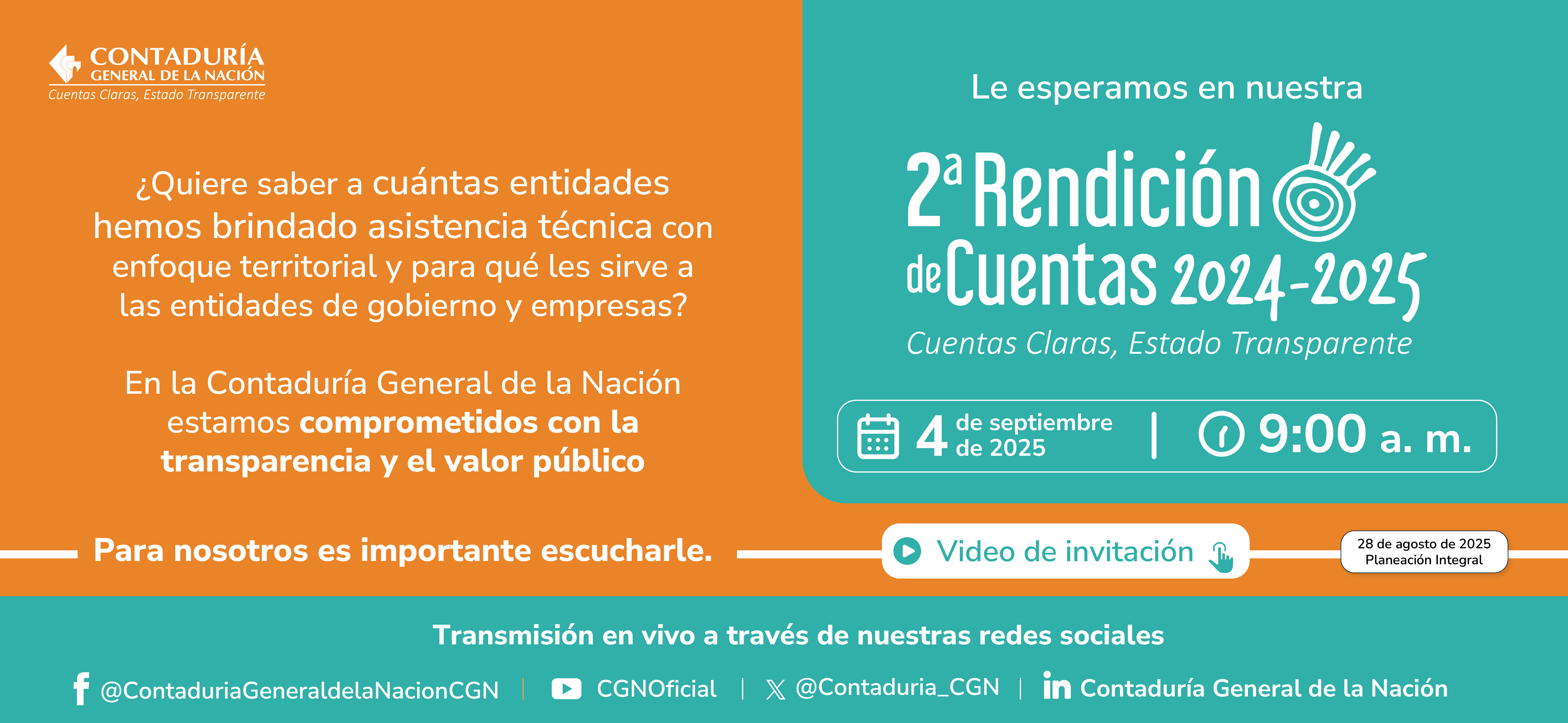 ¡Entérese de lo que hemos logrado juntos! Participe en la 2ª Audiencia Pública de Rendición de Cuentas 2024-2025
