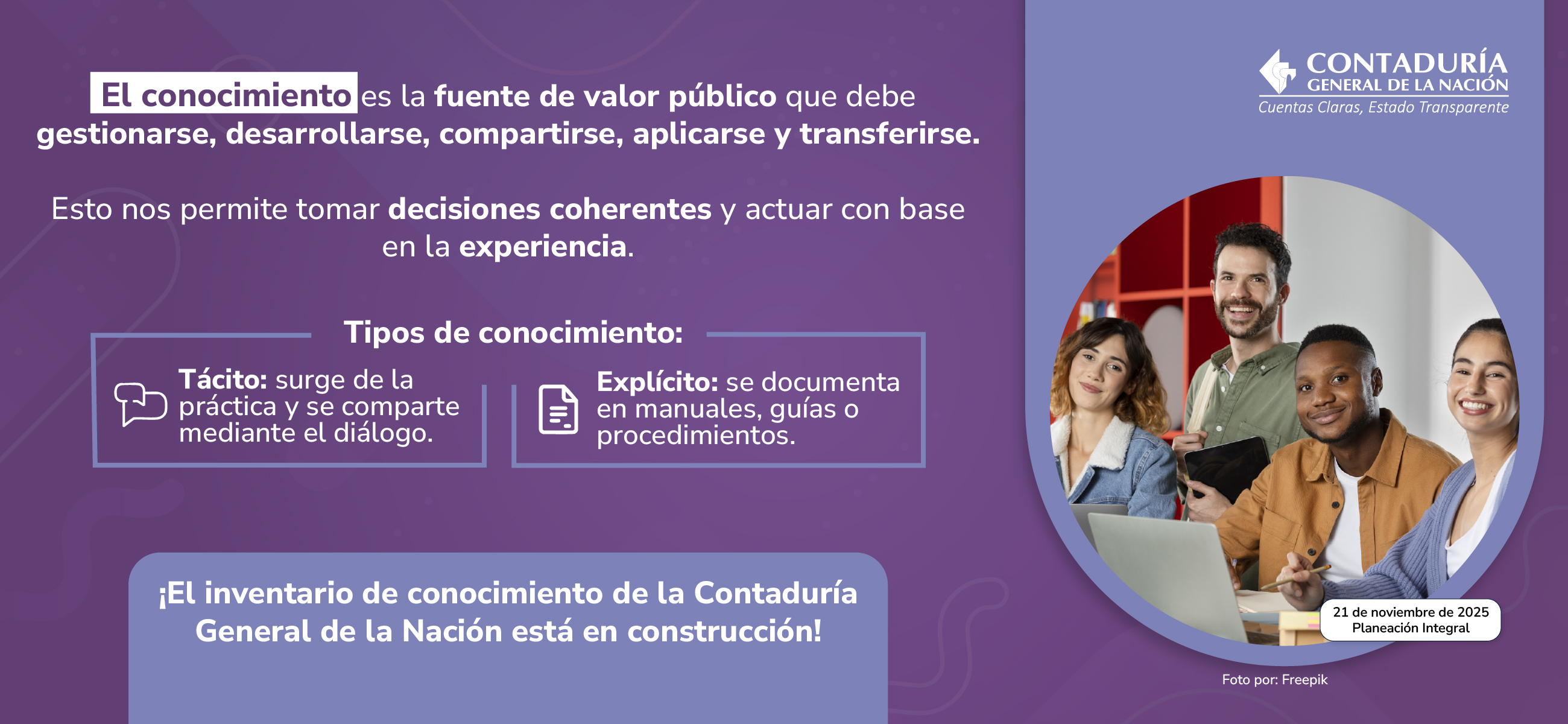 El conocimiento fortalece la gestión y la experiencia institucional