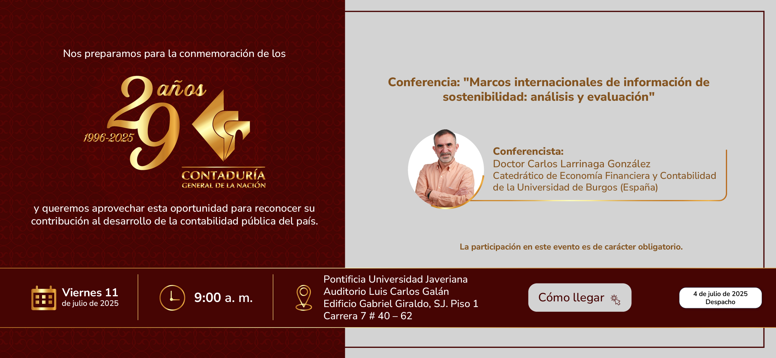 Faltan 8 días para conmemorar el 29.º aniversario de la Contaduría General de la Nación