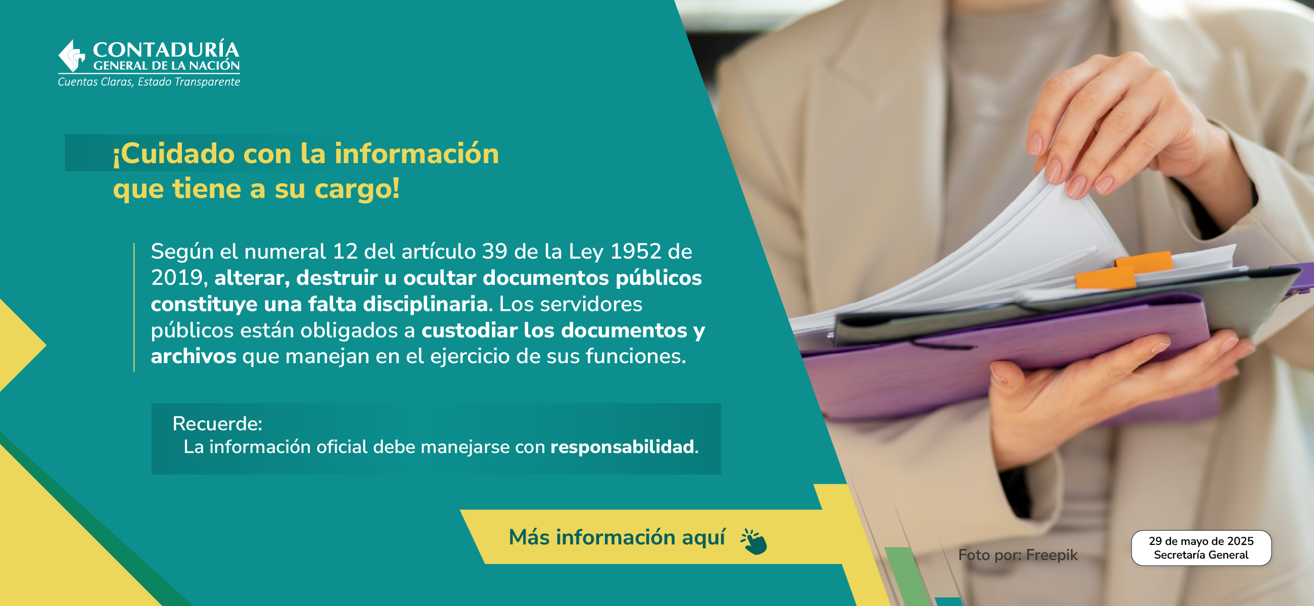 El manejo inadecuado de la información oficial es una falta disciplinaria