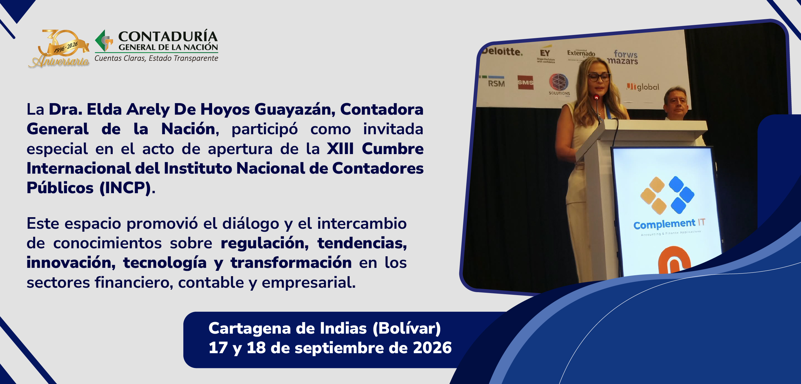 La Contadora General de la Nación participó en la XIII Cumbre Internacional del INCP