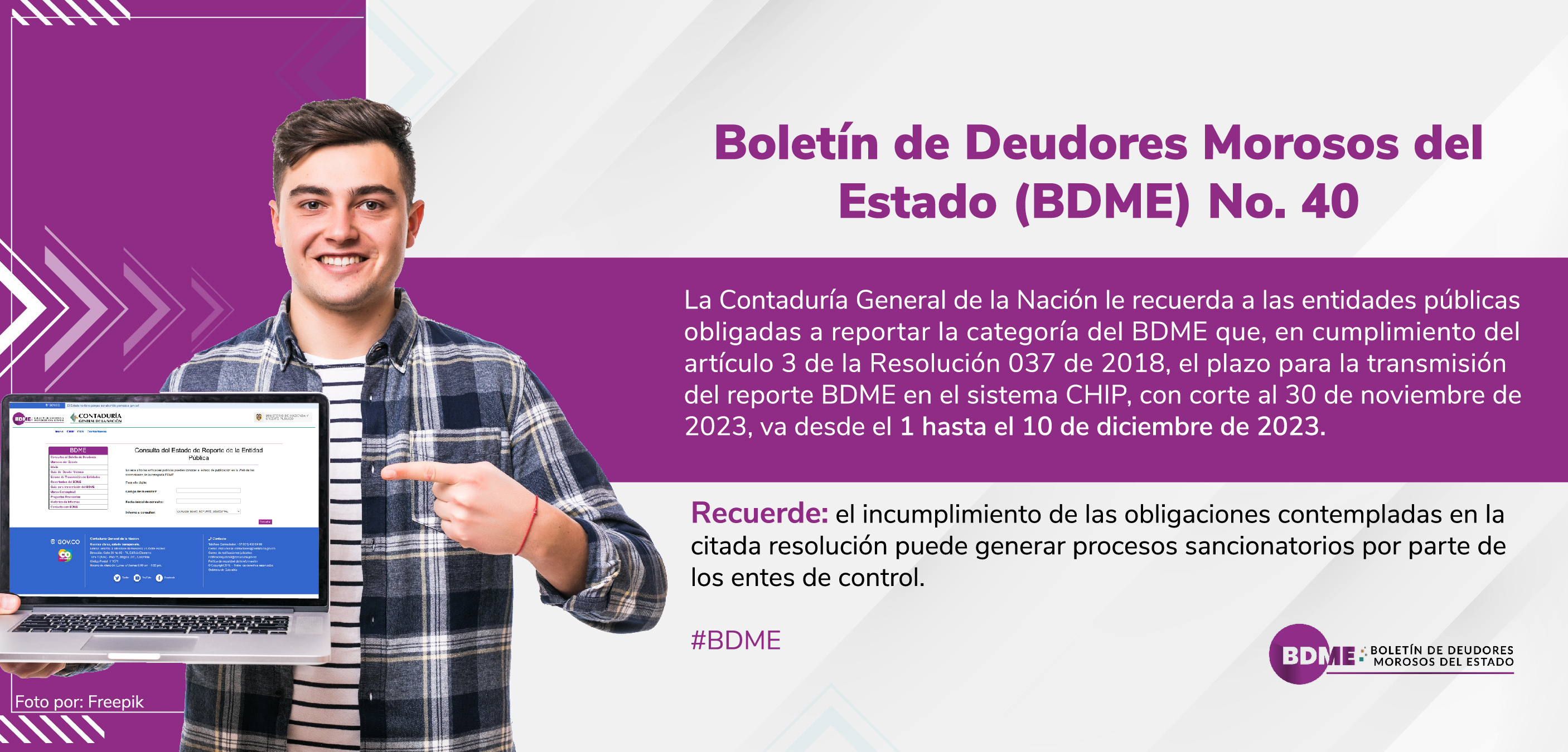Informe del Boletín de Deudores Morosos del Estado (BDME) No. 40 con corte al 30 de noviembre de 2023