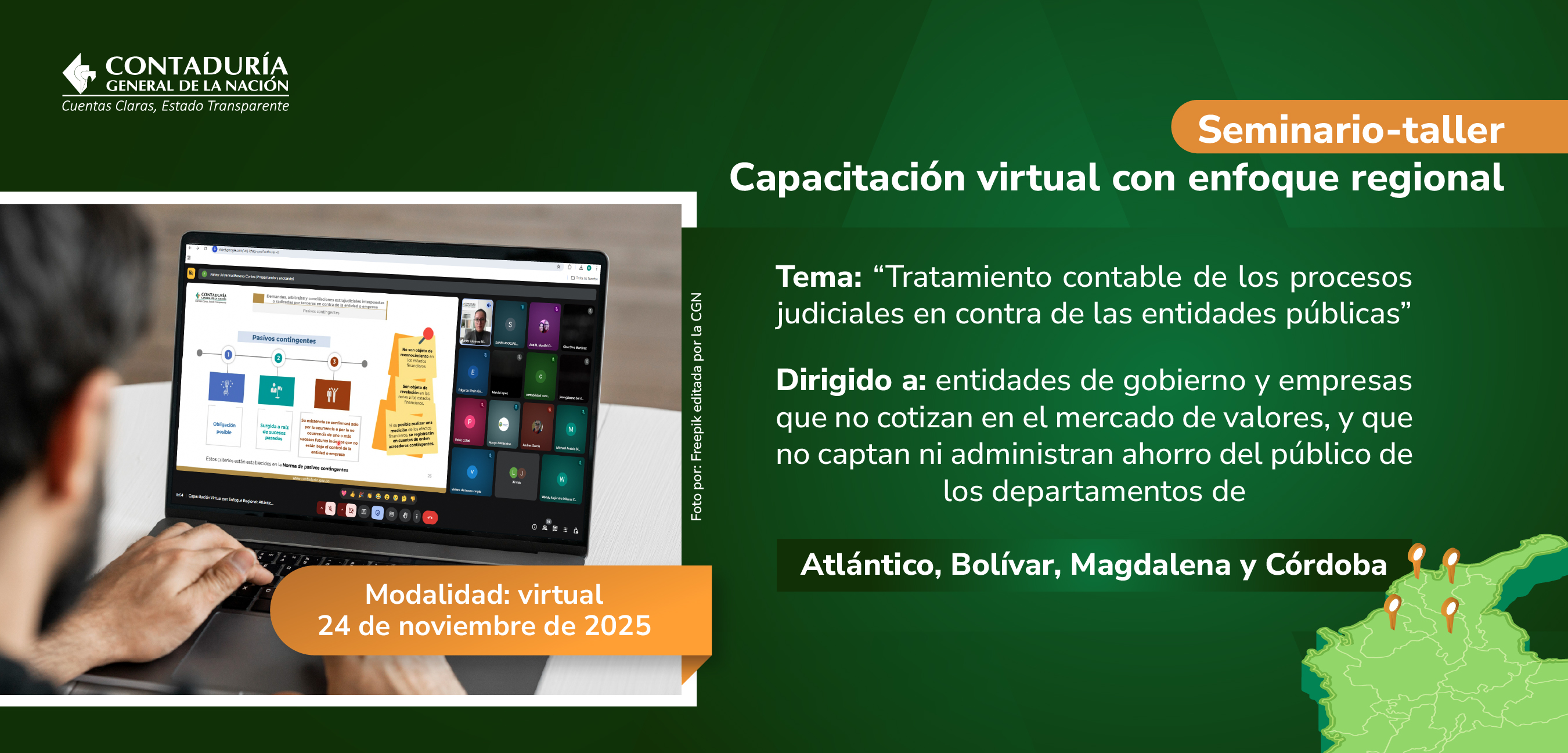 La CGN realizó una capacitación virtual con enfoque regional dirigida a los departamentos de Atlántico, Bolívar, Magdalena y Córdoba