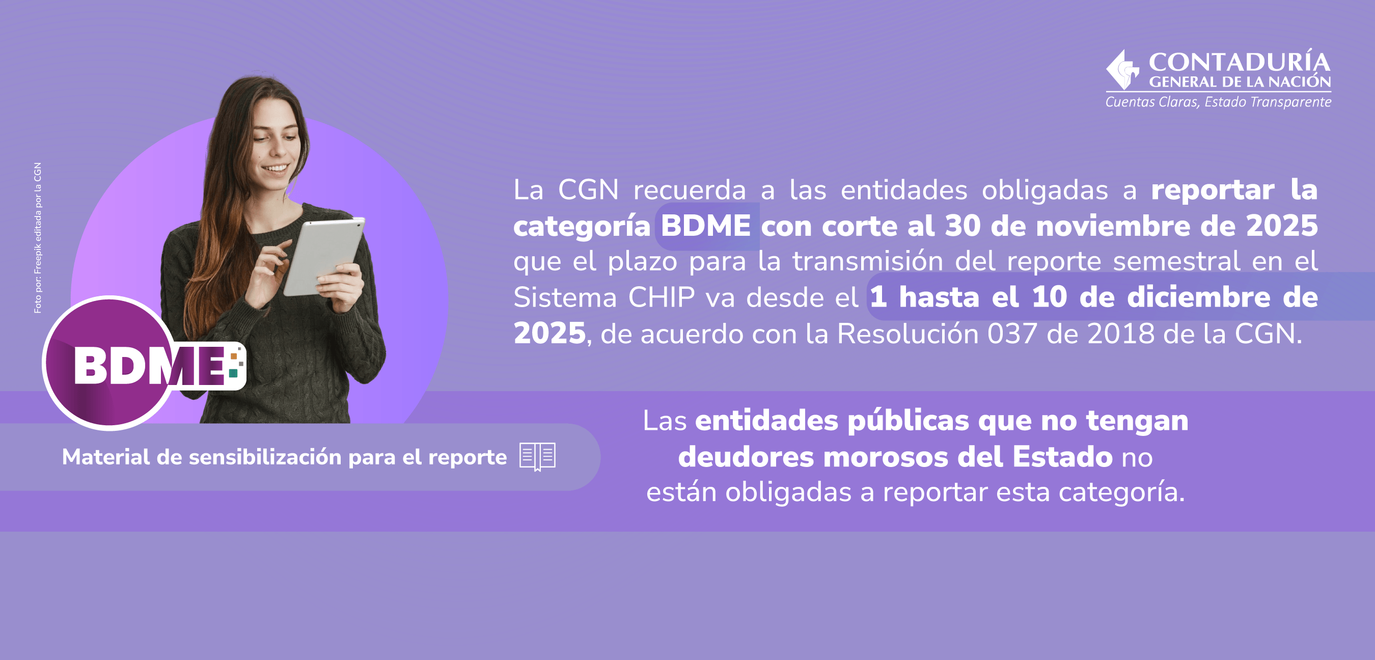 Información importante para las entidades obligadas a reportar la categoría BDME con corte al 30 de noviembre de 2025