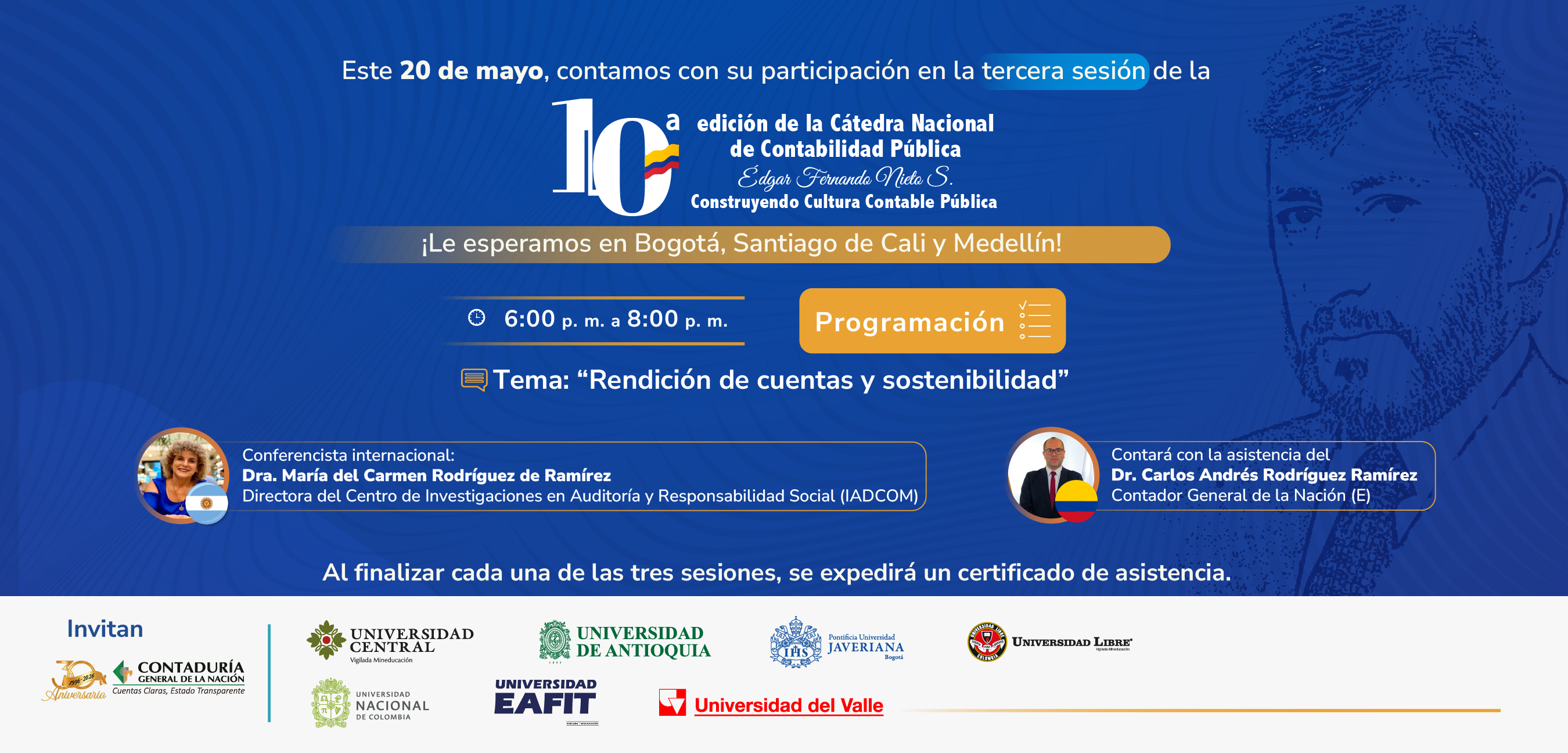 ¡Agéndese para participar este 20 de mayo en la tercera sesión de la 10ª edición de la Cátedra Nacional de Contabilidad Pública!