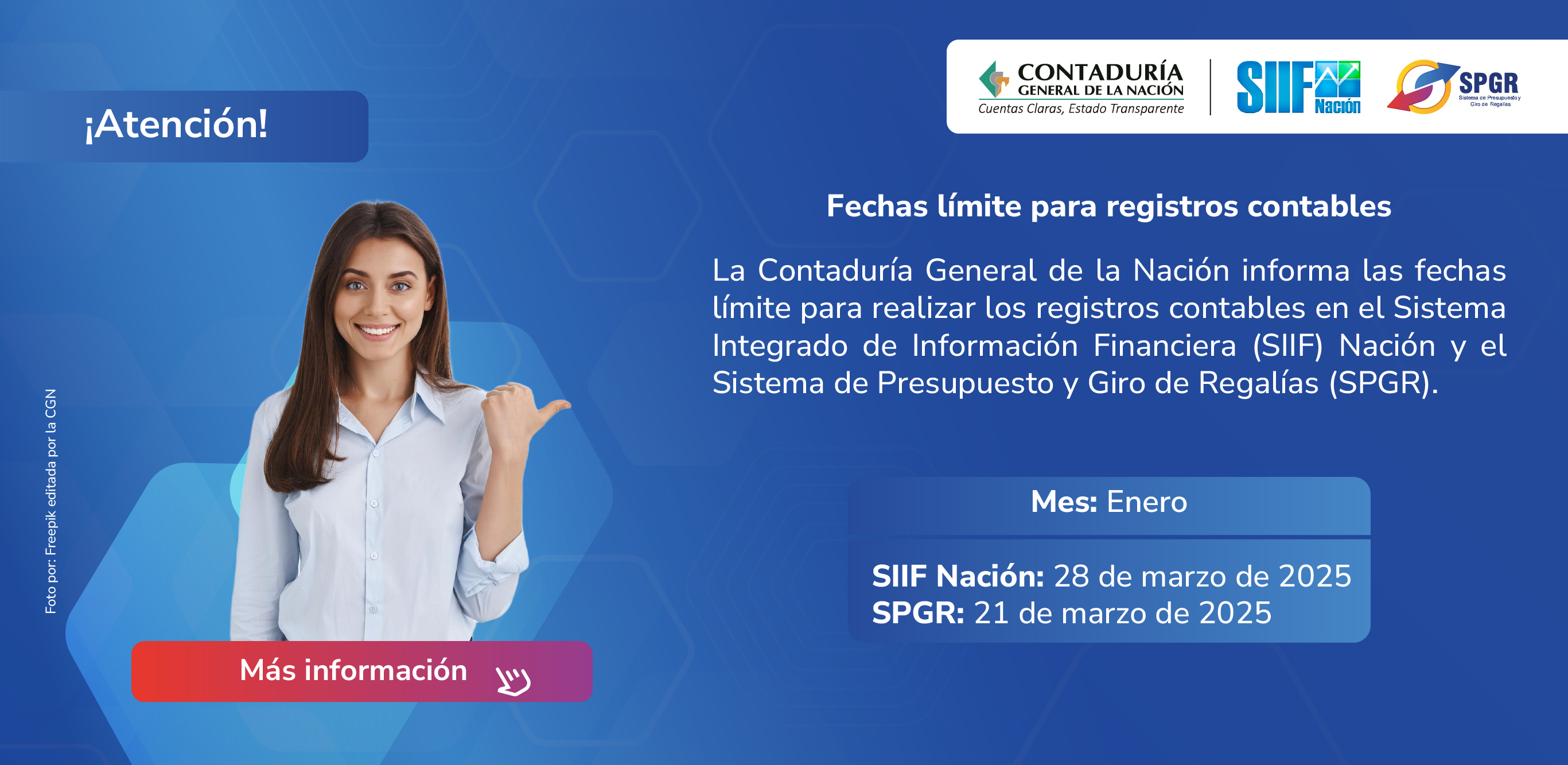 Fechas límite para hacer registros contables en el SIIF Nación y el SPGR para el mes de enero