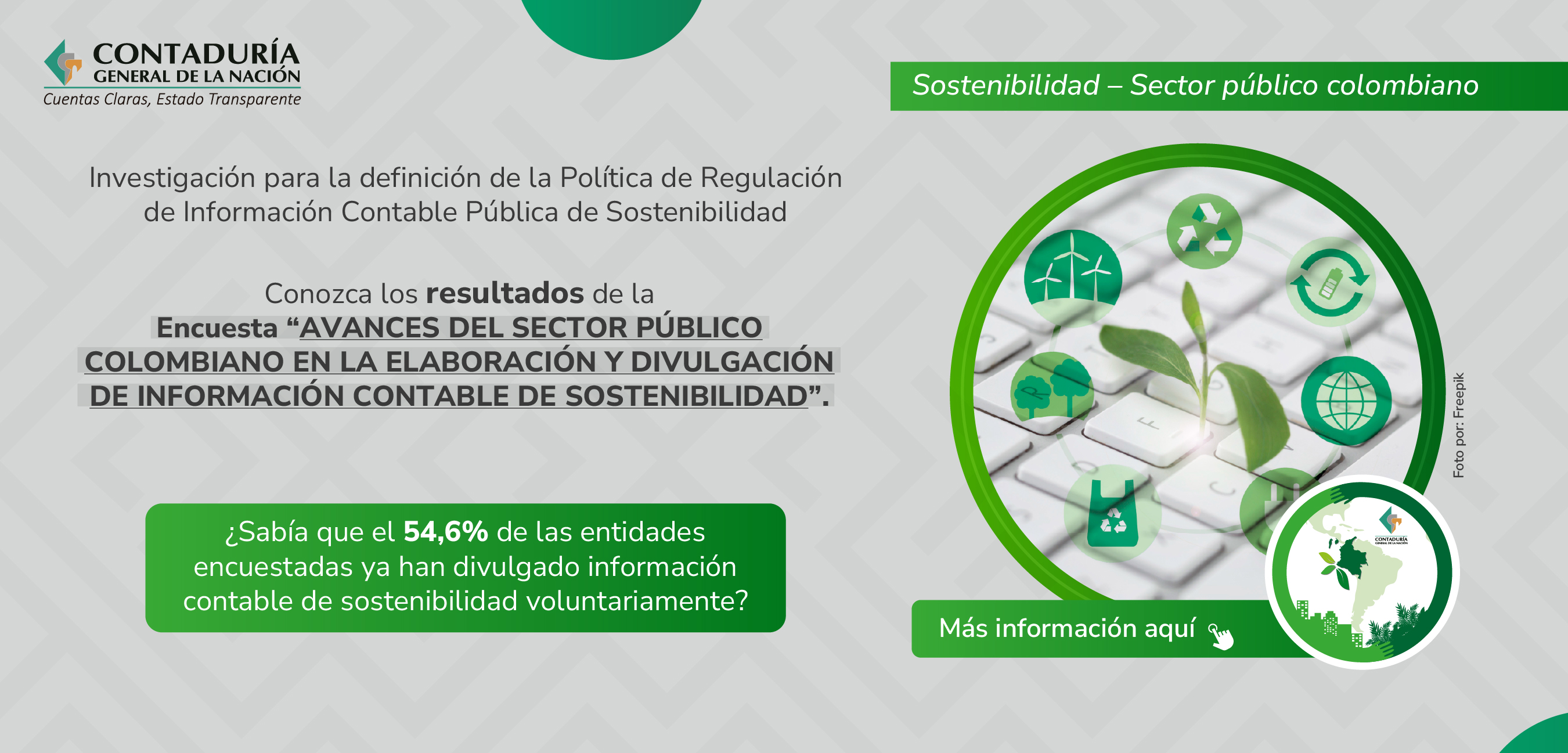 Conozca los resultados de la encuesta “Avances del sector público colombiano en la elaboración y divulgación de información contable de sostenibilidad”