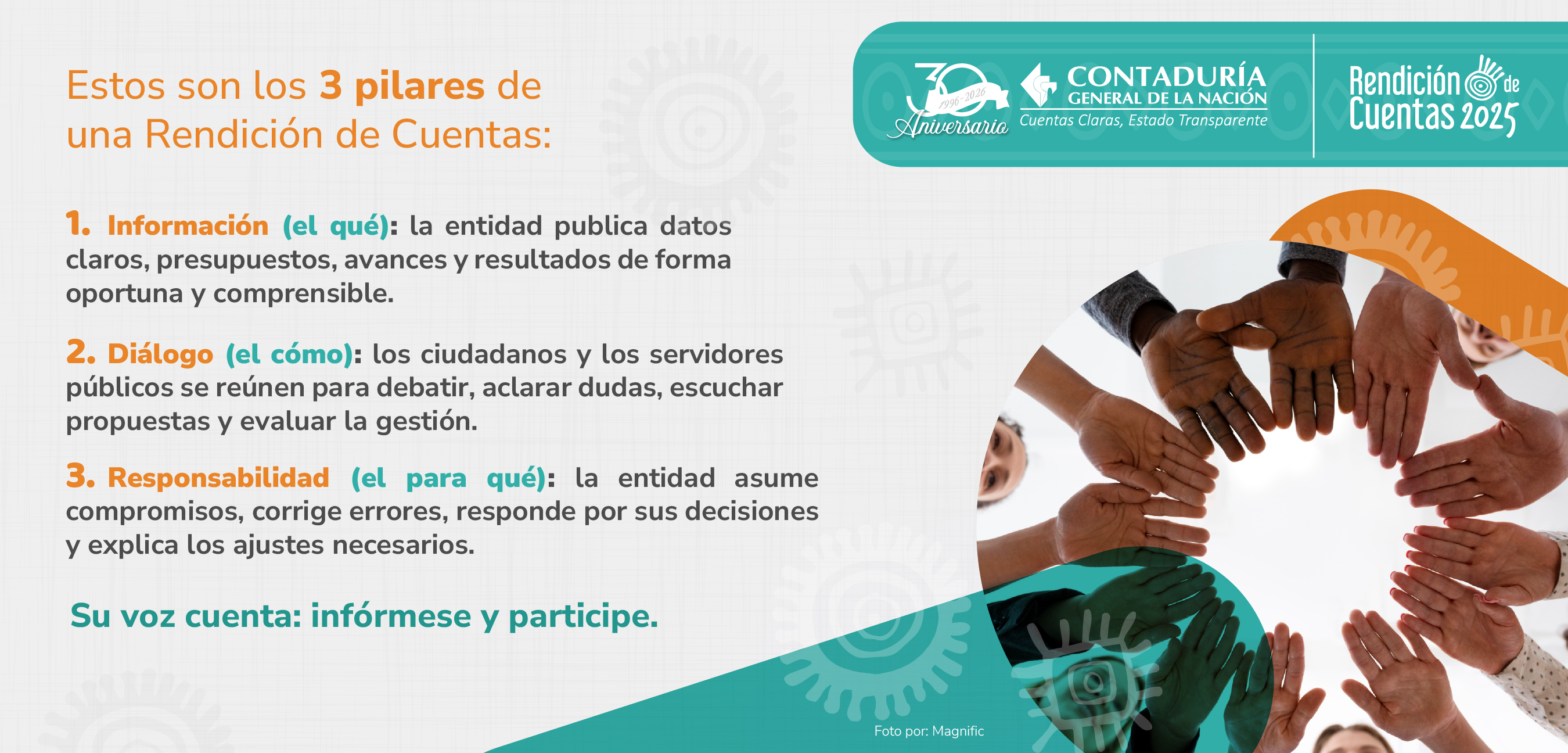 Conozca los 3 pilares de la Rendición de Cuentas