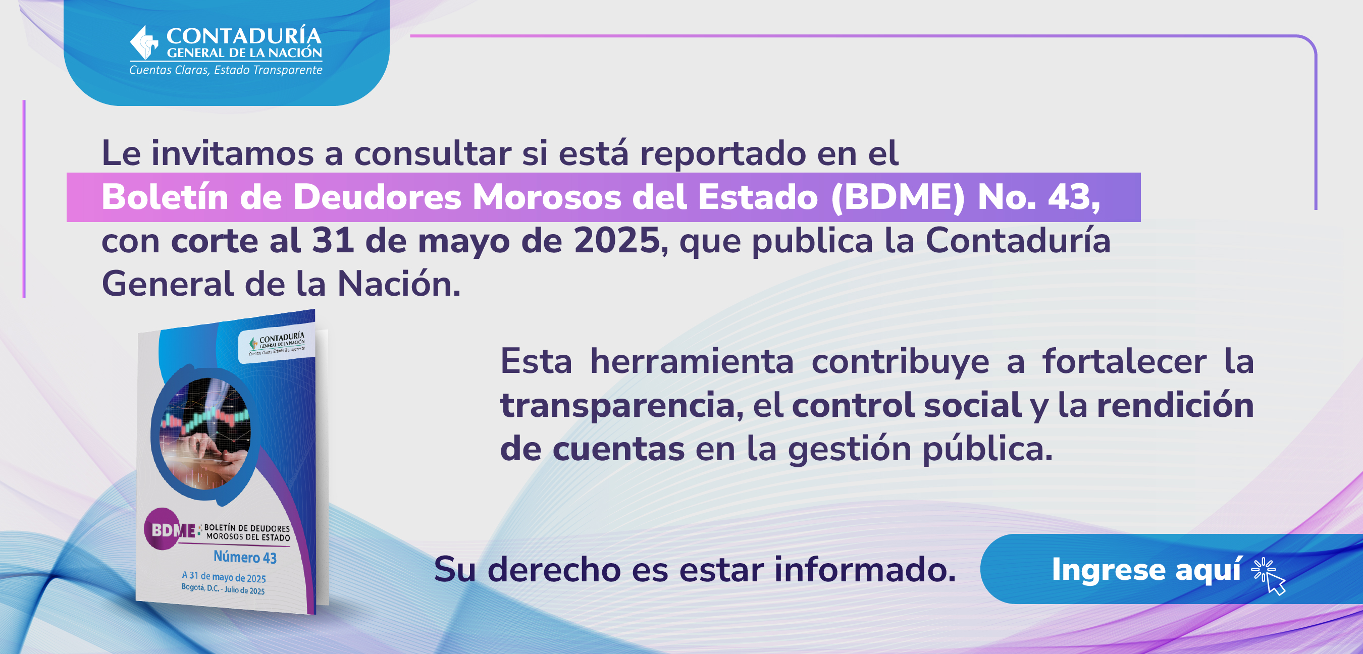 Consulte el BDME No. 43 y conozca información sobre quiénes y cuánto le deben al Estado