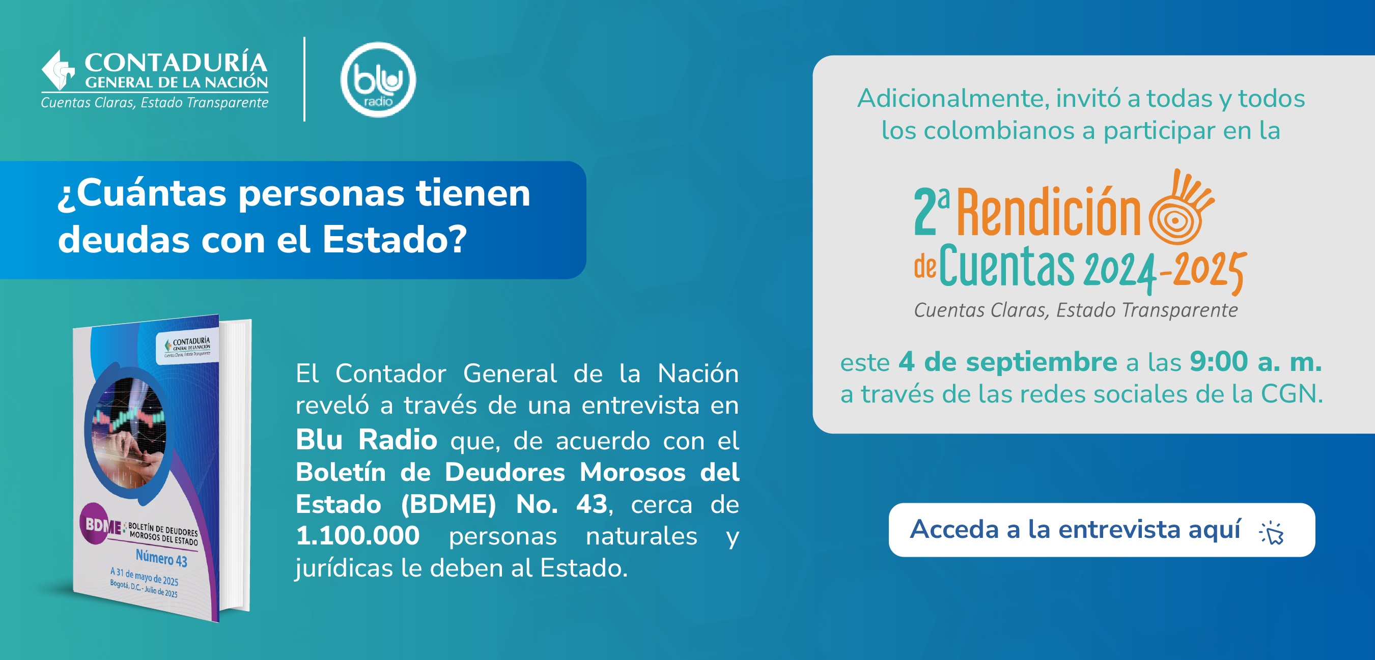 El BDME explicado por el Contador General de la Nación: entrevista en Blu Radio