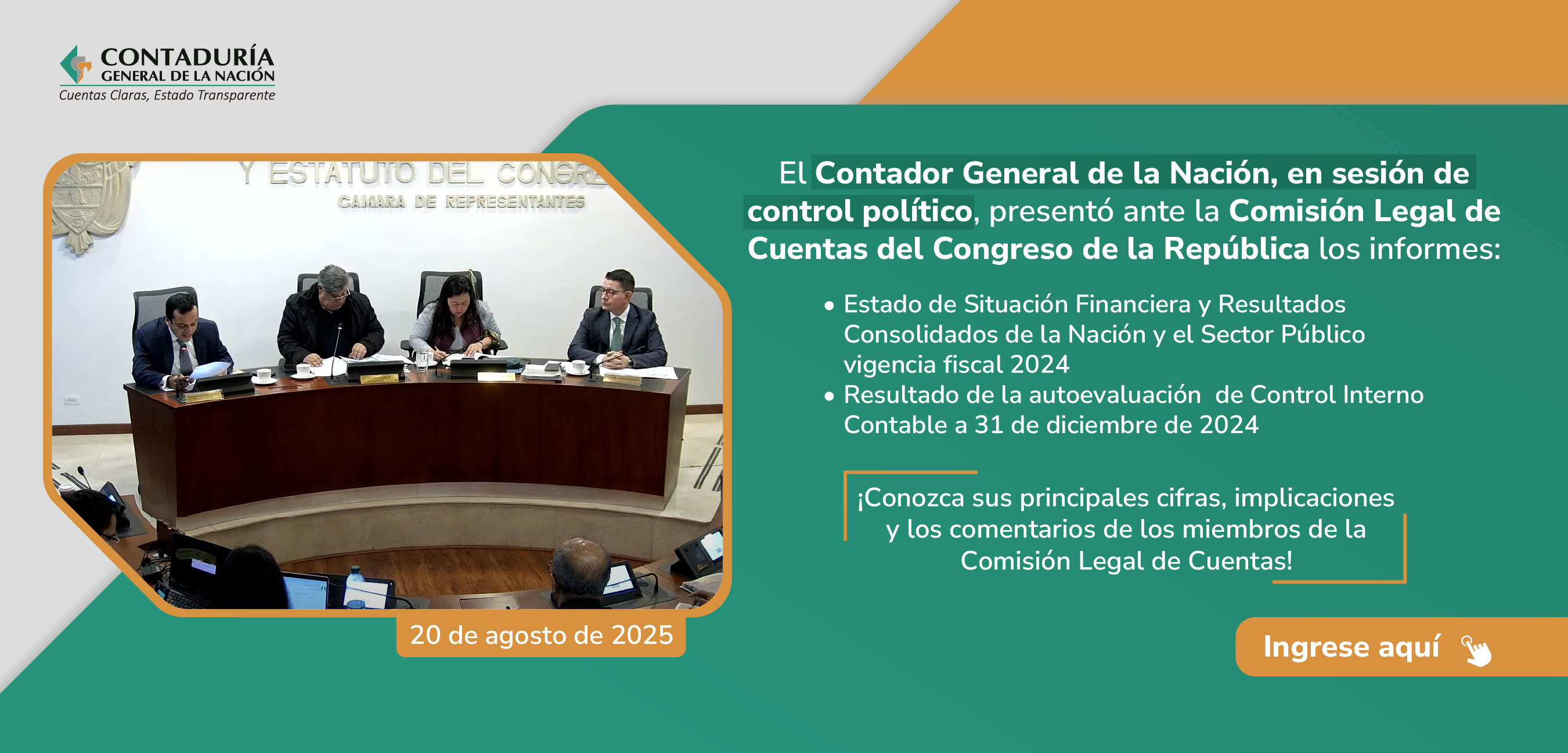 Acceda ahora a la presentación del Balance General de la Nación y el Balance de la Hacienda Pública ante la CLC