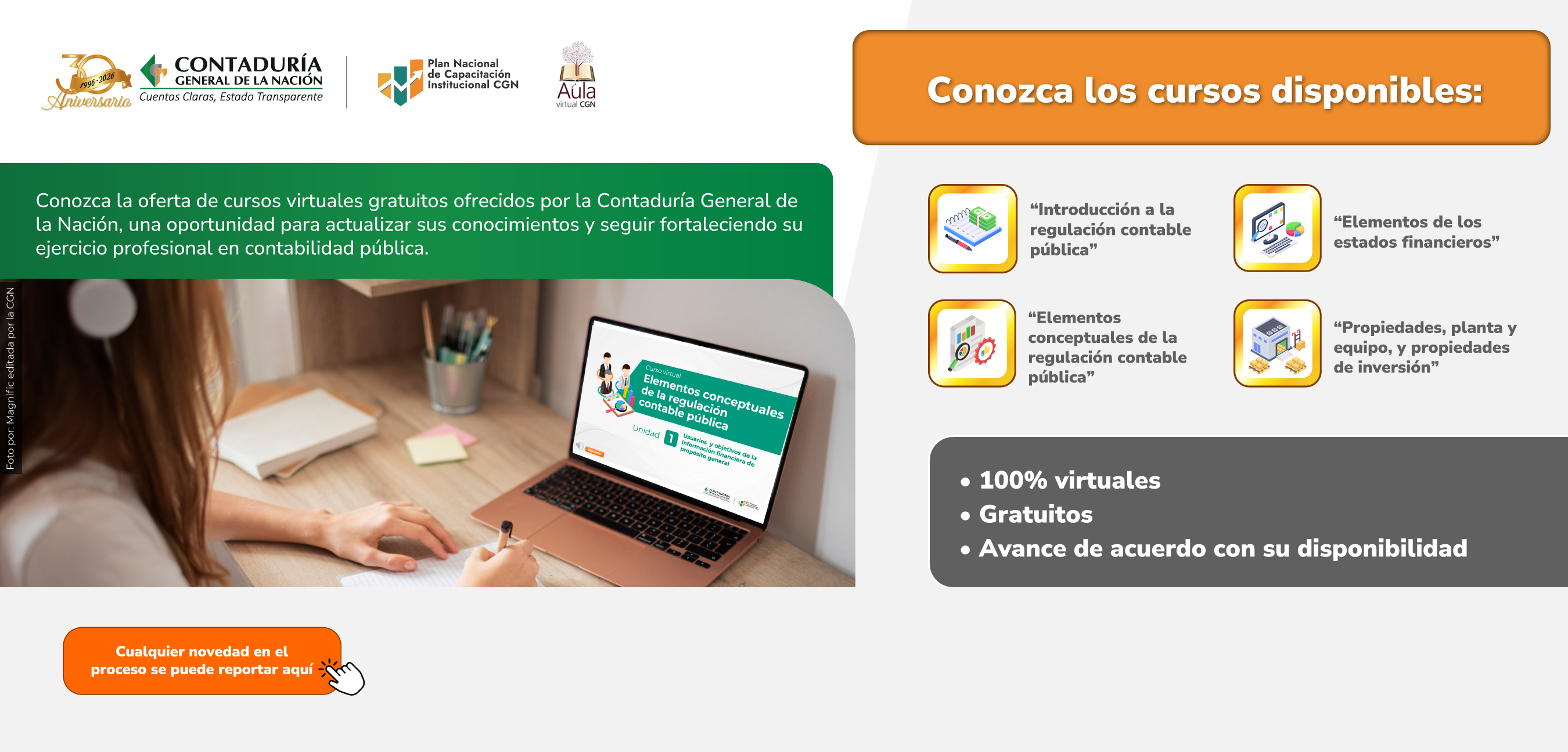 Conozca la oferta de cursos virtuales gratuitos ofrecidos por la Contaduría General de la Nación