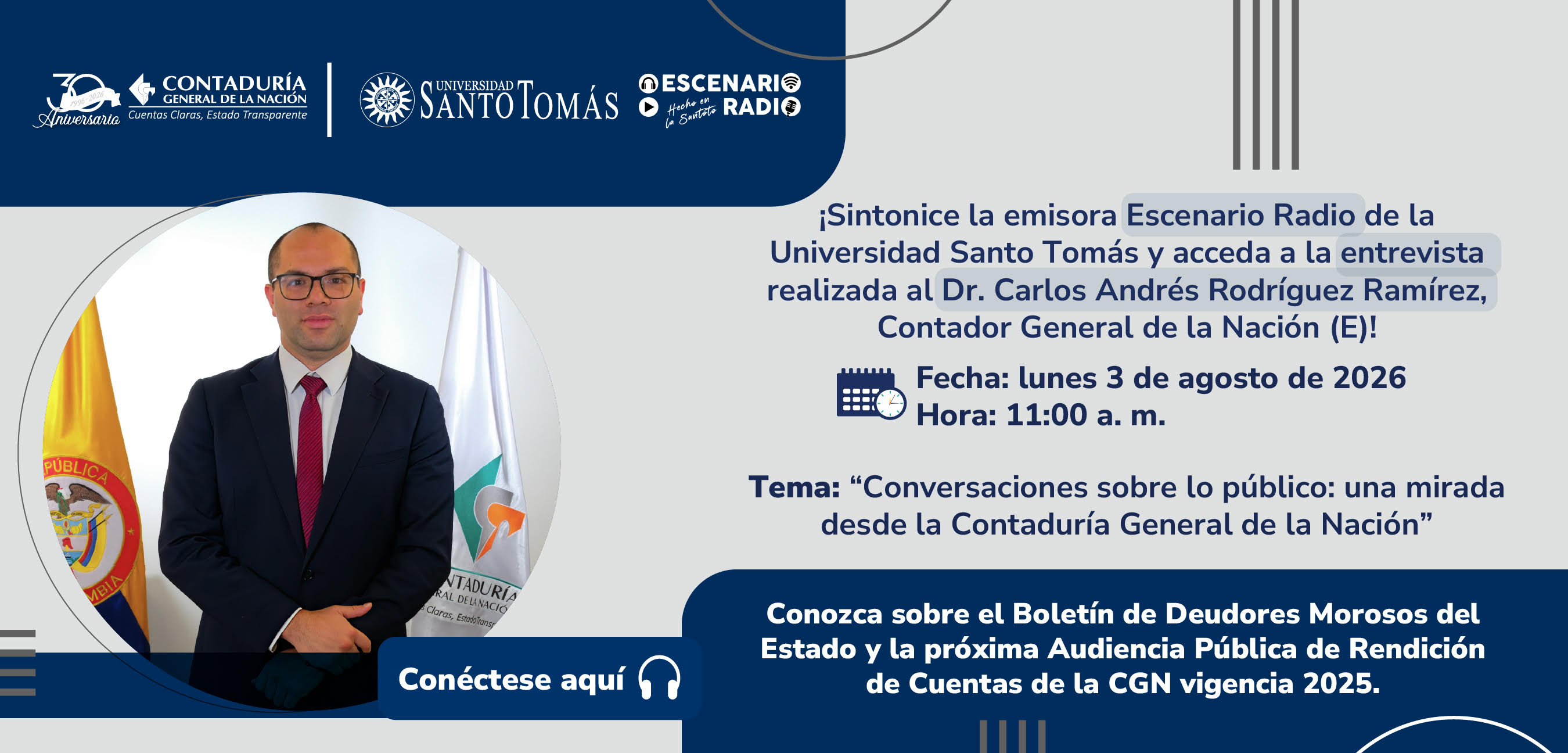 ¡Agéndese! Entrevista exclusiva con el Contador General de la Nación (E) en Escenario Radio este 3 de agosto