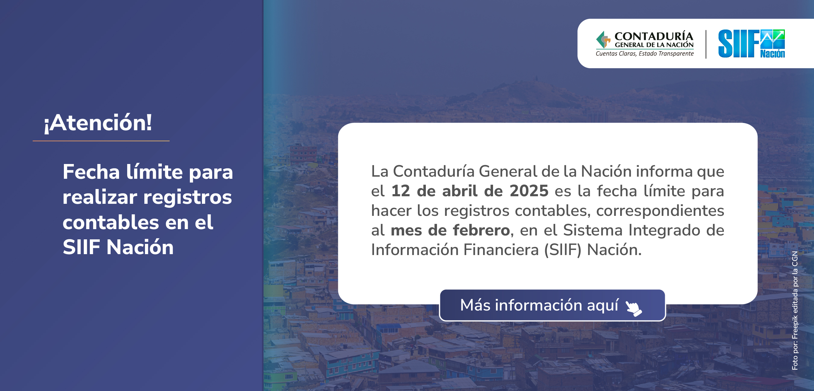 Fecha límite para hacer registros contables en el SIIF Nación para el mes de febrero