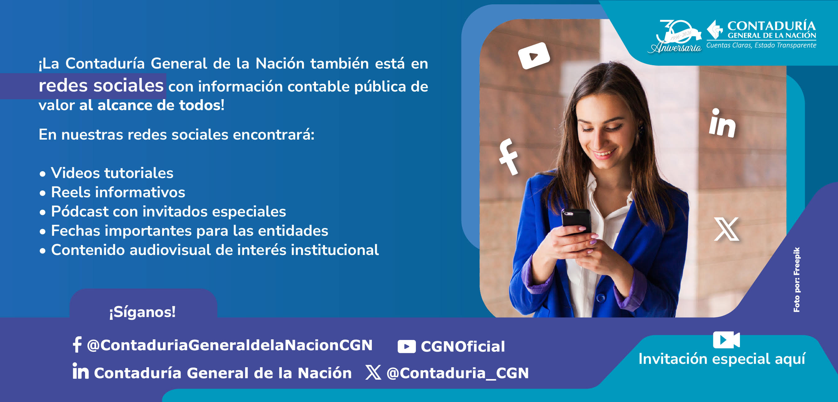 Información contable pública a un clic: conozca nuestras redes sociales
