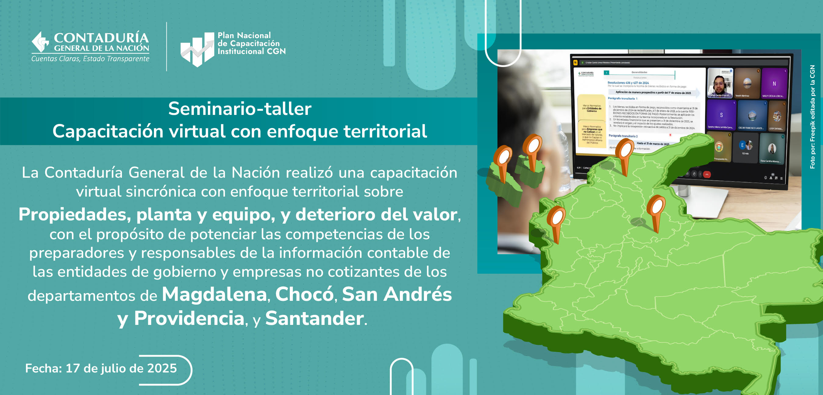 La CGN capacitó a entidades de los departamentos de Magdalena, Chocó, San Andrés y Providencia, y Santander