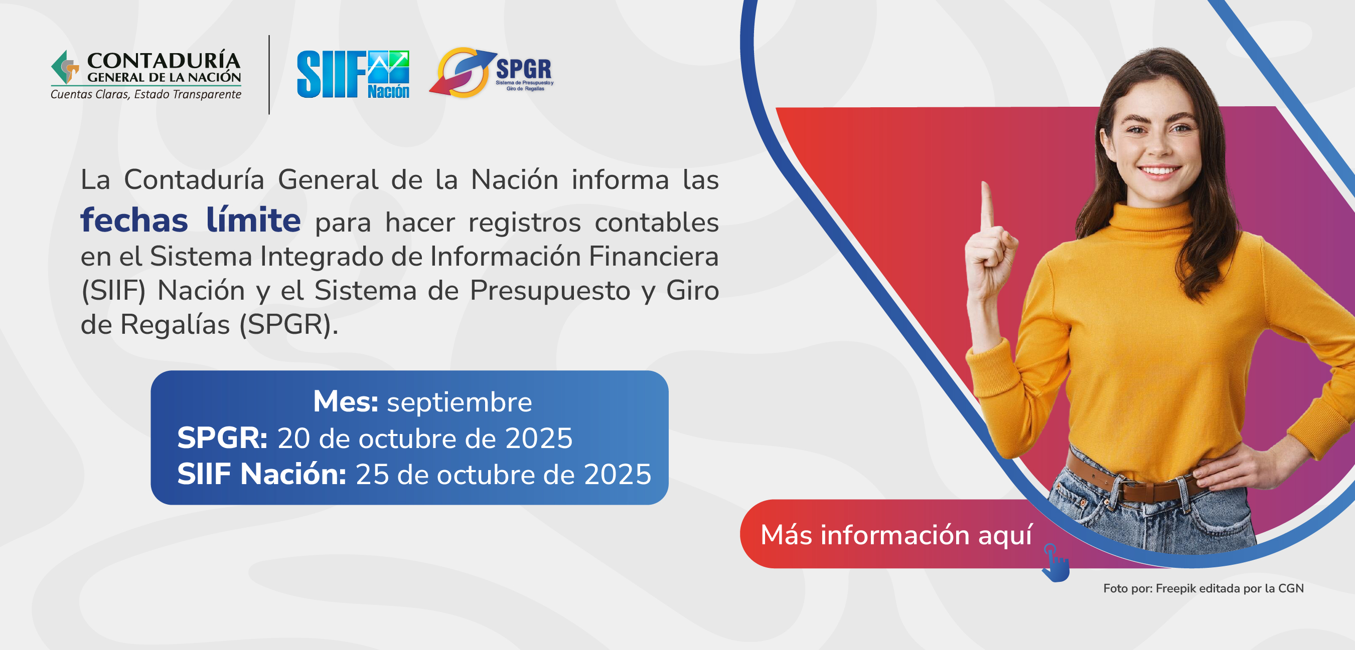 Fechas límite para hacer registros contables en el SIIF Nación y el SPGR para el mes de septiembre