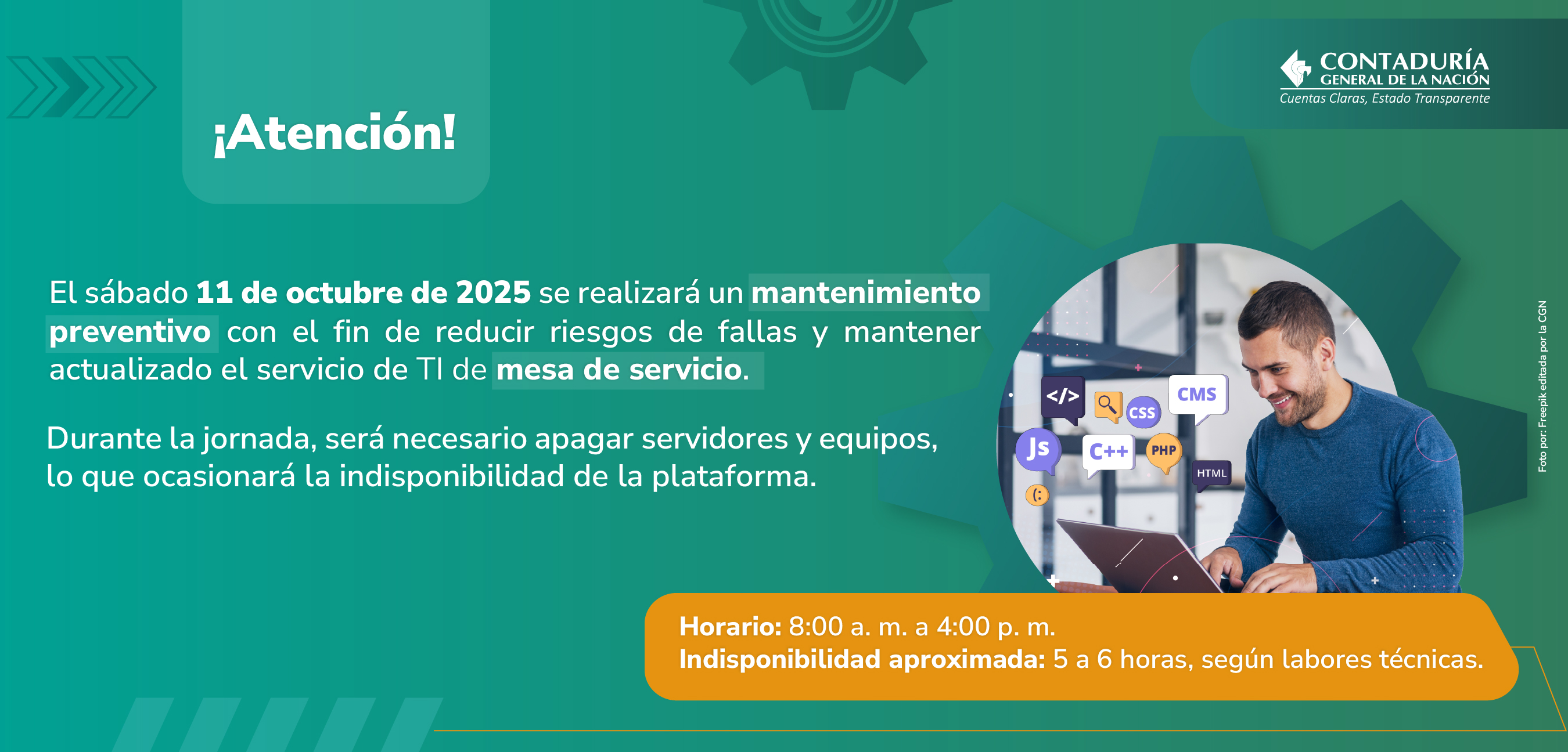 Aviso de mantenimiento programado – 11 de octubre de 2025