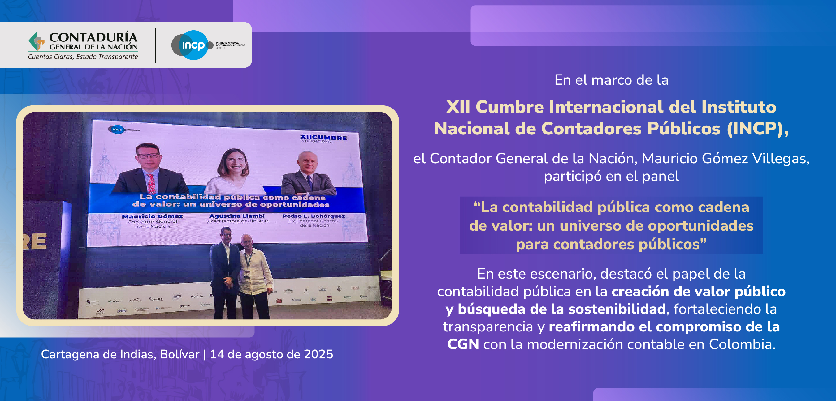 Participación del Contador General de la Nación en la XII Cumbre Internacional del INCP